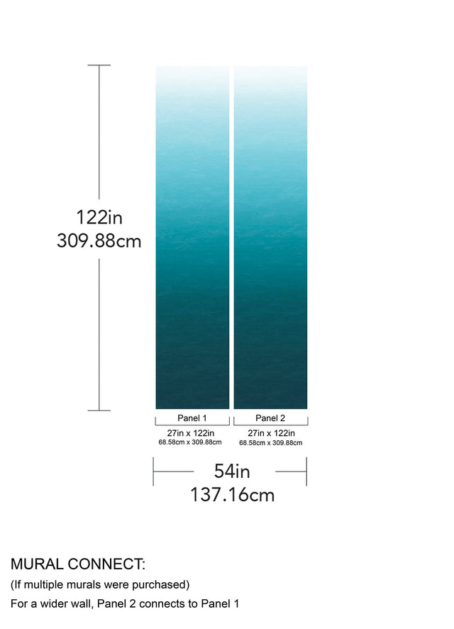 Caribbean Sea Teal Blue Ombre Wall Mural in Teal Blue Gradient - A-Street Prints ASTM5043