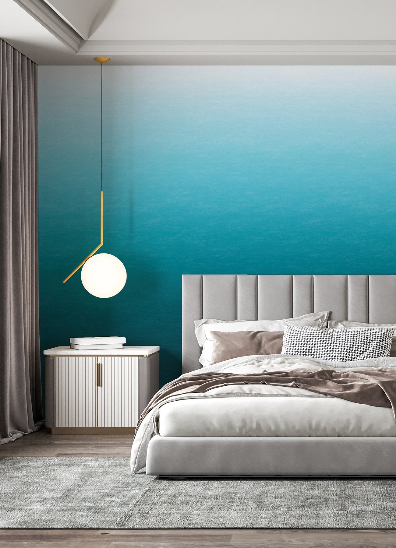 Caribbean Sea Teal Blue Ombre Wall Mural in Teal Blue Gradient - A-Street Prints ASTM5043