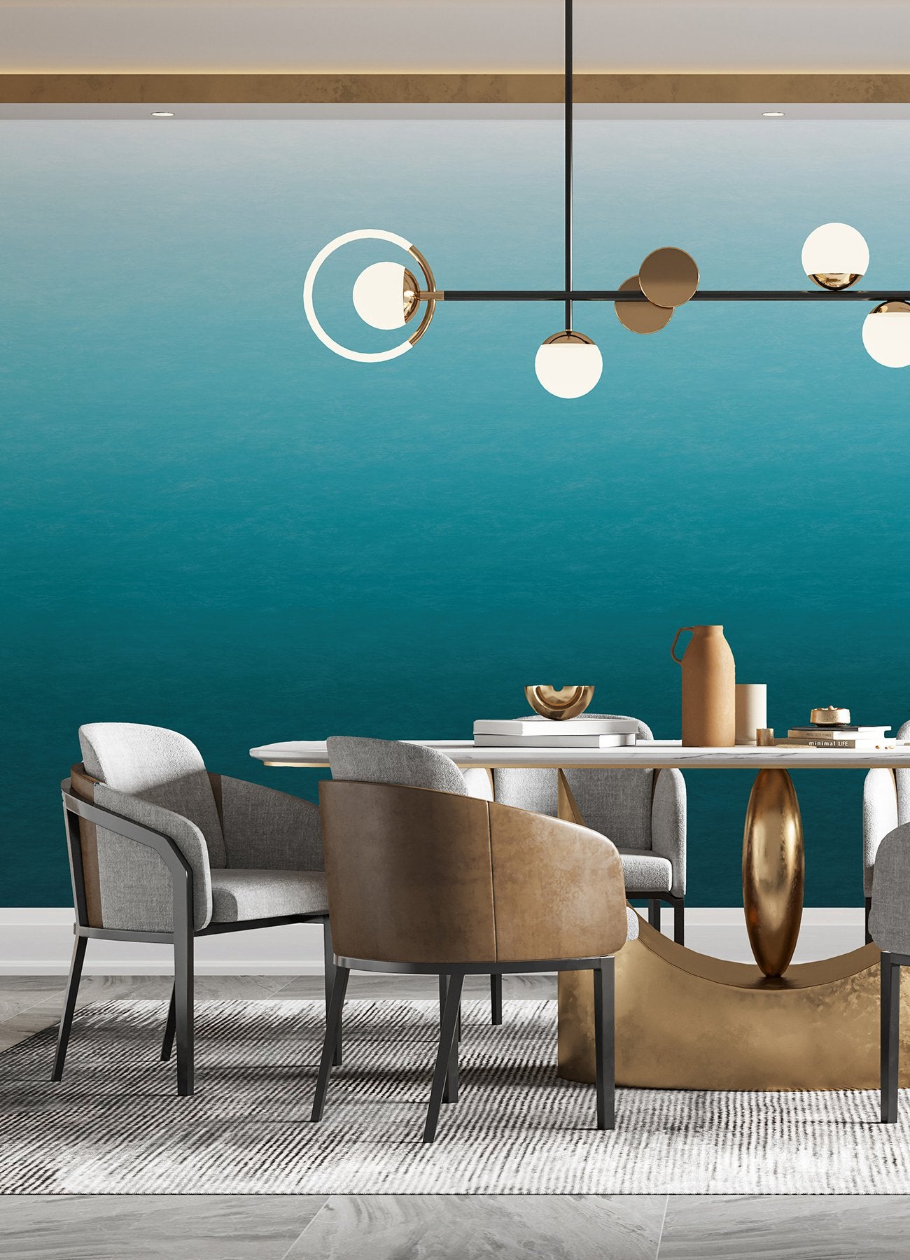 Caribbean Sea Teal Blue Ombre Wall Mural in Teal Blue Gradient - A-Street Prints ASTM5043