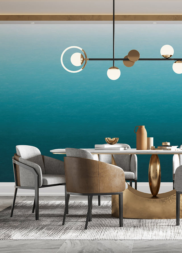 Caribbean Sea Teal Blue Ombre Wall Mural in Teal Blue Gradient - A-Street Prints ASTM5043