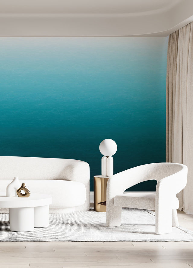 Caribbean Sea Teal Blue Ombre Wall Mural in Teal Blue Gradient - A-Street Prints ASTM5043