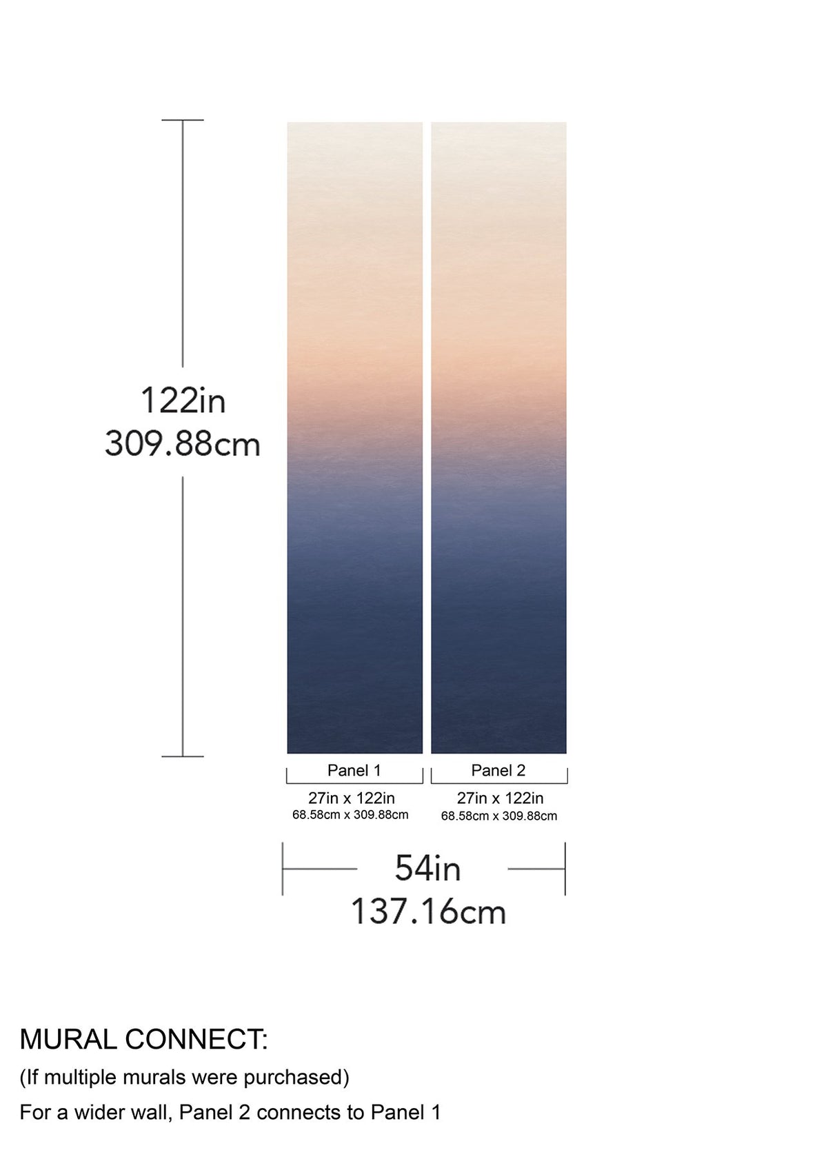 Sunrise Orange & Blue Ombre Wall Mural with Modern Gradient Pattern - A-Street Prints ASTM5044