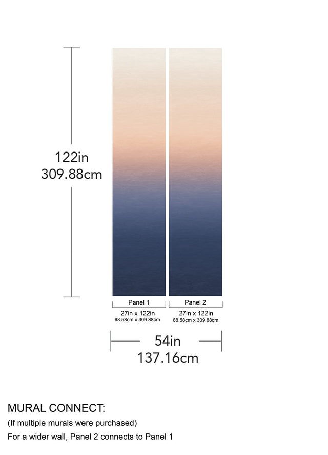 Sunrise Orange & Blue Ombre Wall Mural with Modern Gradient Pattern - A-Street Prints ASTM5044