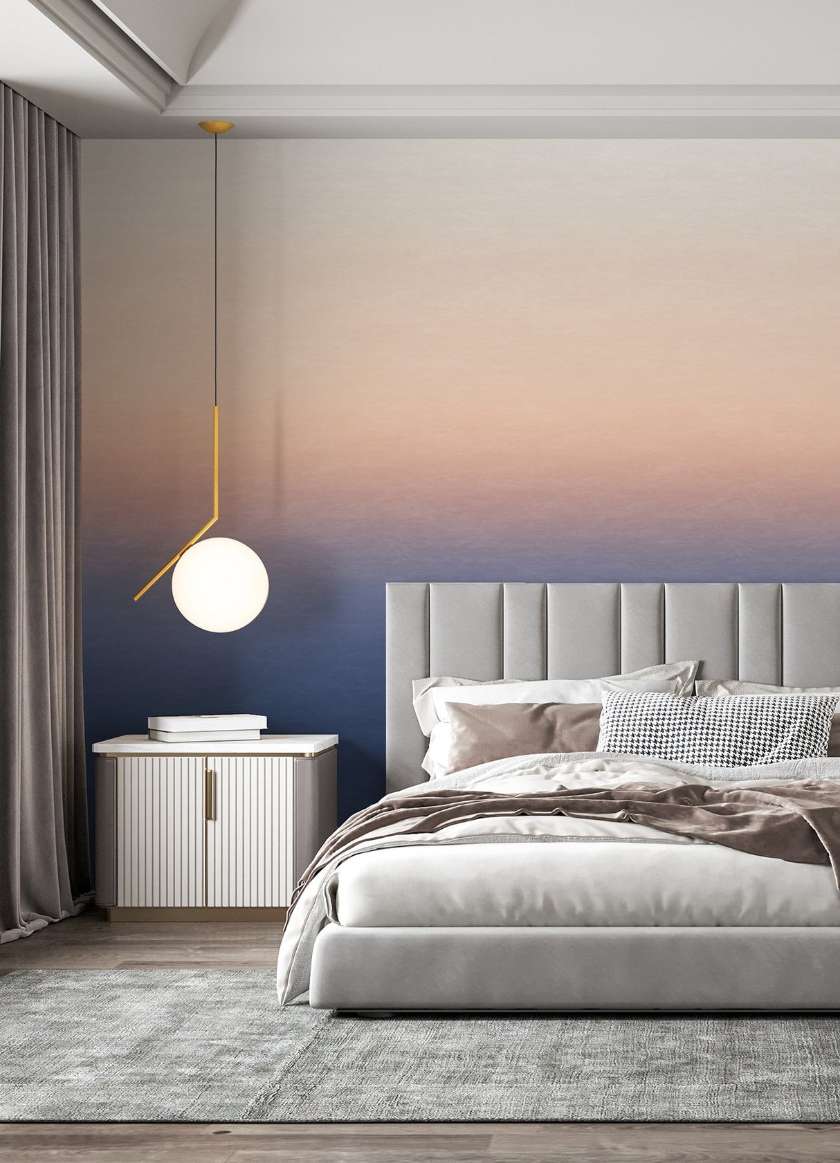 Sunrise Orange & Blue Ombre Wall Mural with Modern Gradient Pattern - A-Street Prints ASTM5044