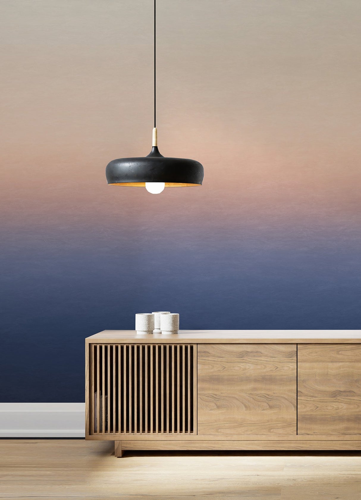 Sunrise Orange & Blue Ombre Wall Mural with Modern Gradient Pattern - A-Street Prints ASTM5044