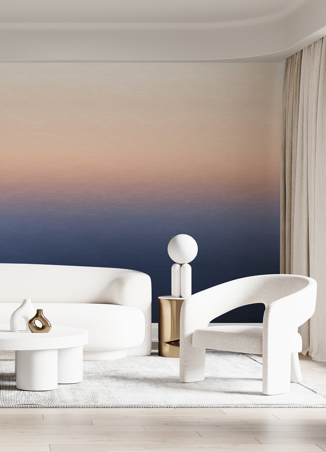 Sunrise Orange & Blue Ombre Wall Mural with Modern Gradient Pattern - A-Street Prints ASTM5044