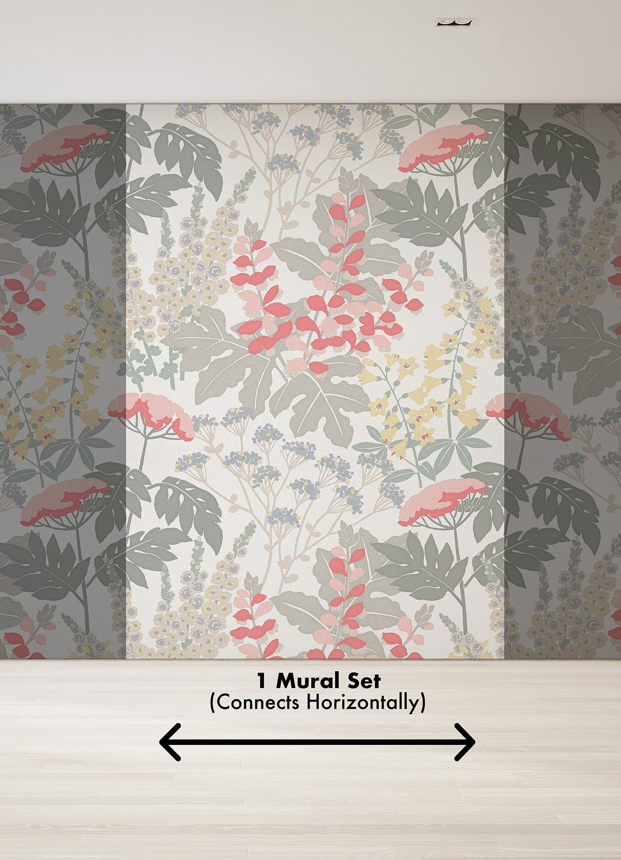 Paradise Pink & Dove Grey Floral Wall Mural - A-Street Prints ASTM5048