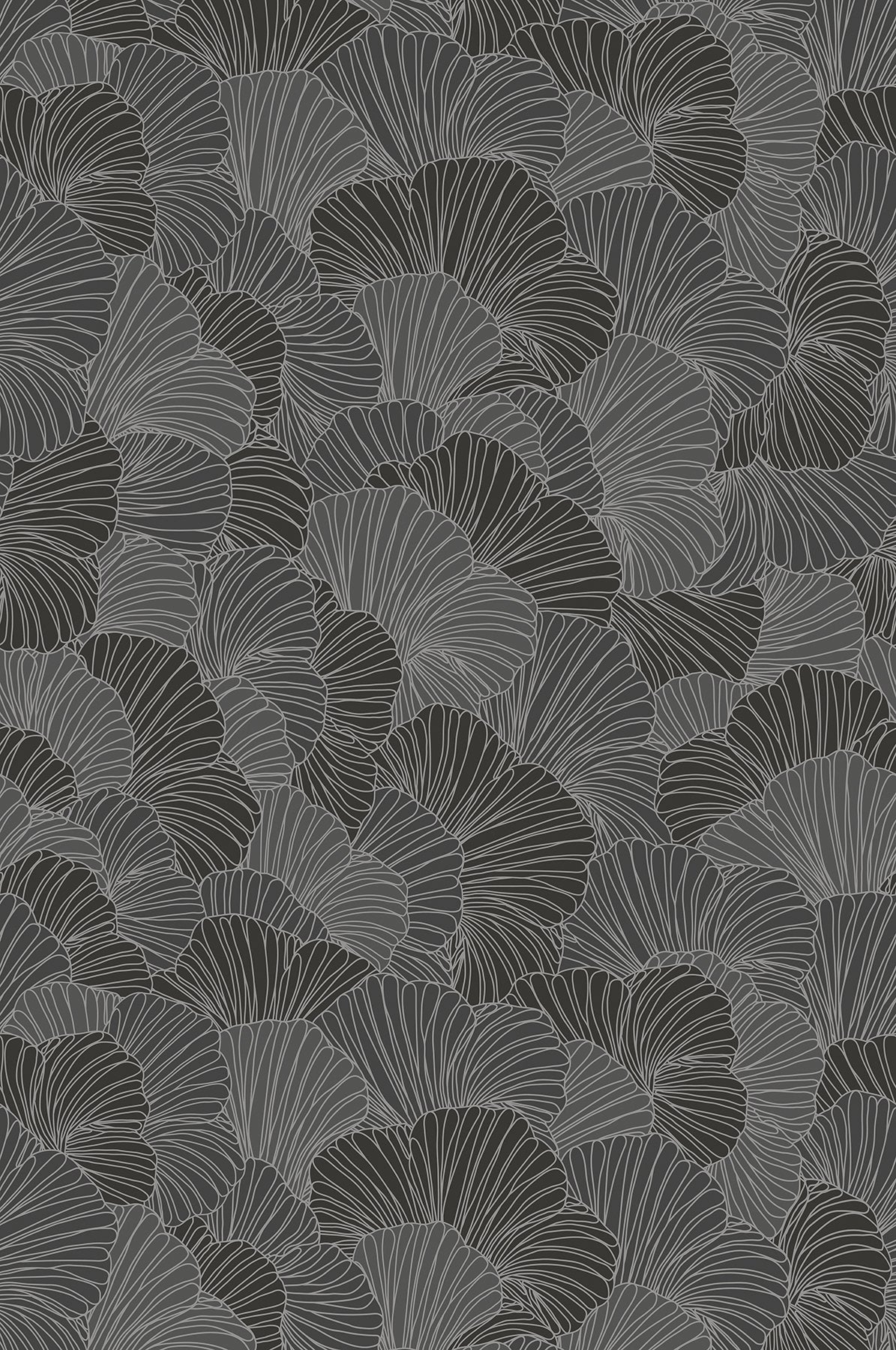 Petals Charcoal Grey Wall Mural with Modern Floral Overlapping Petals Pattern - A-Street Prints ASTM5050