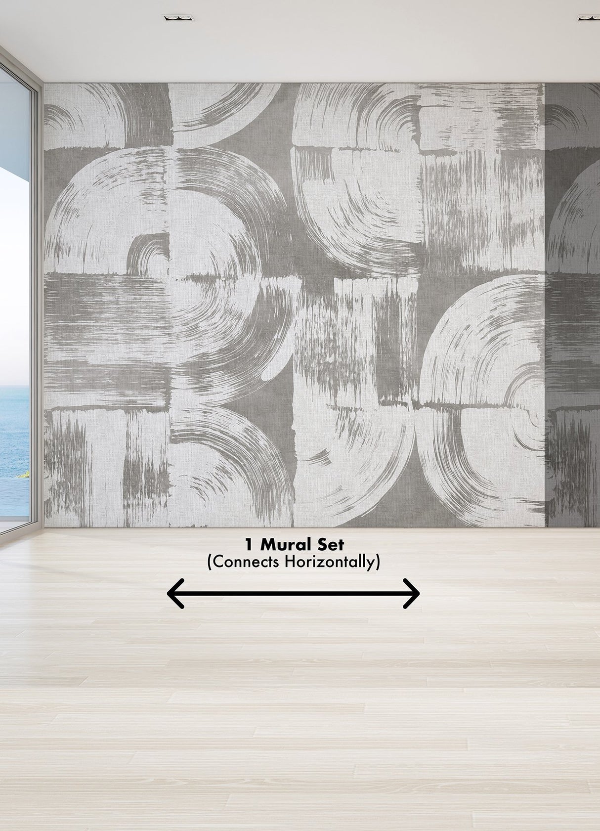 Brushstrokes Dove Grey Wall Mural with Painterly Geometric Swirls - A-Street Prints ASTM5051