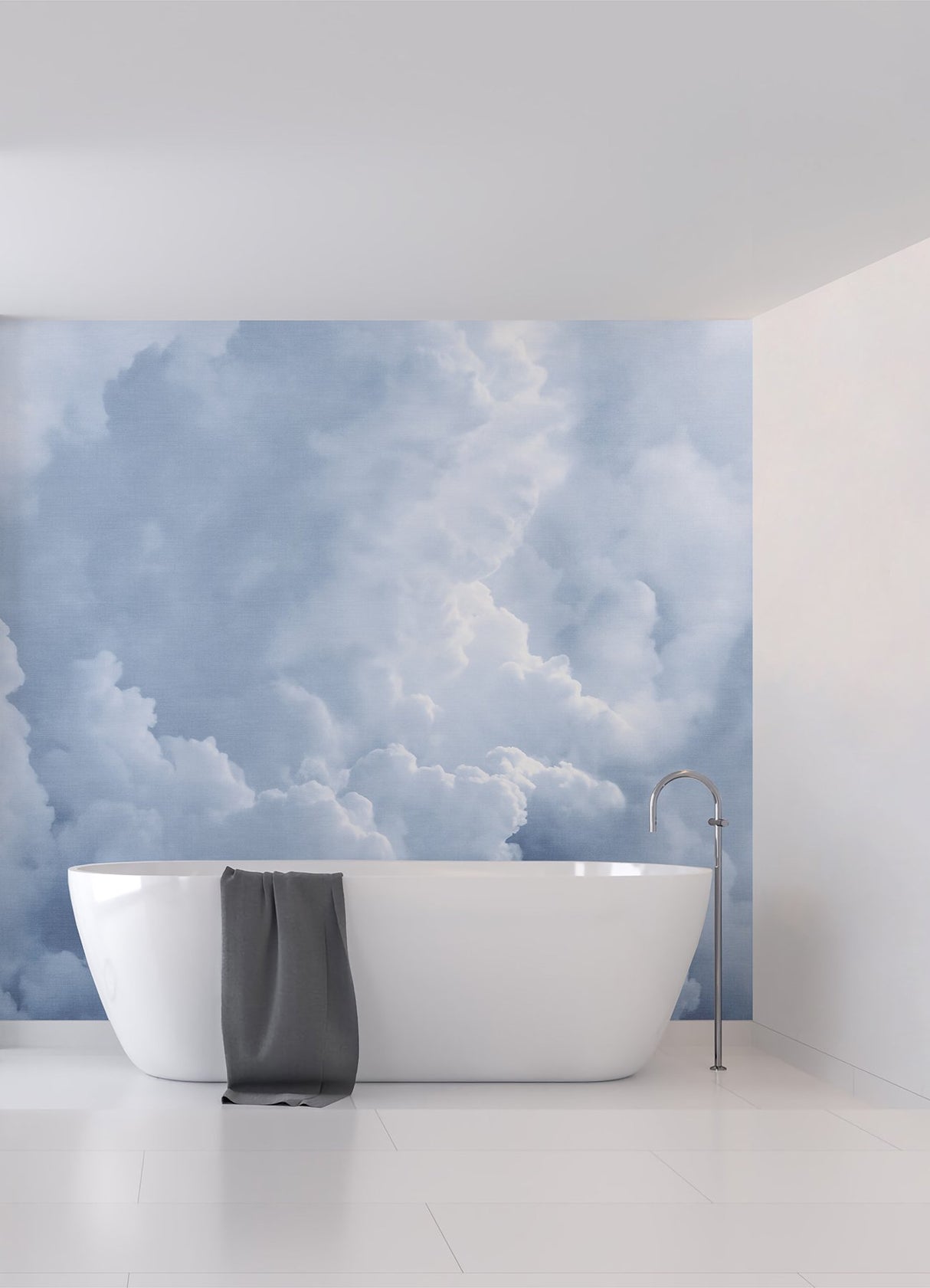 In The Clouds Sky Blue Wall Mural with Whimsical Nature Clouds Pattern - A-Street Prints ASTM5053