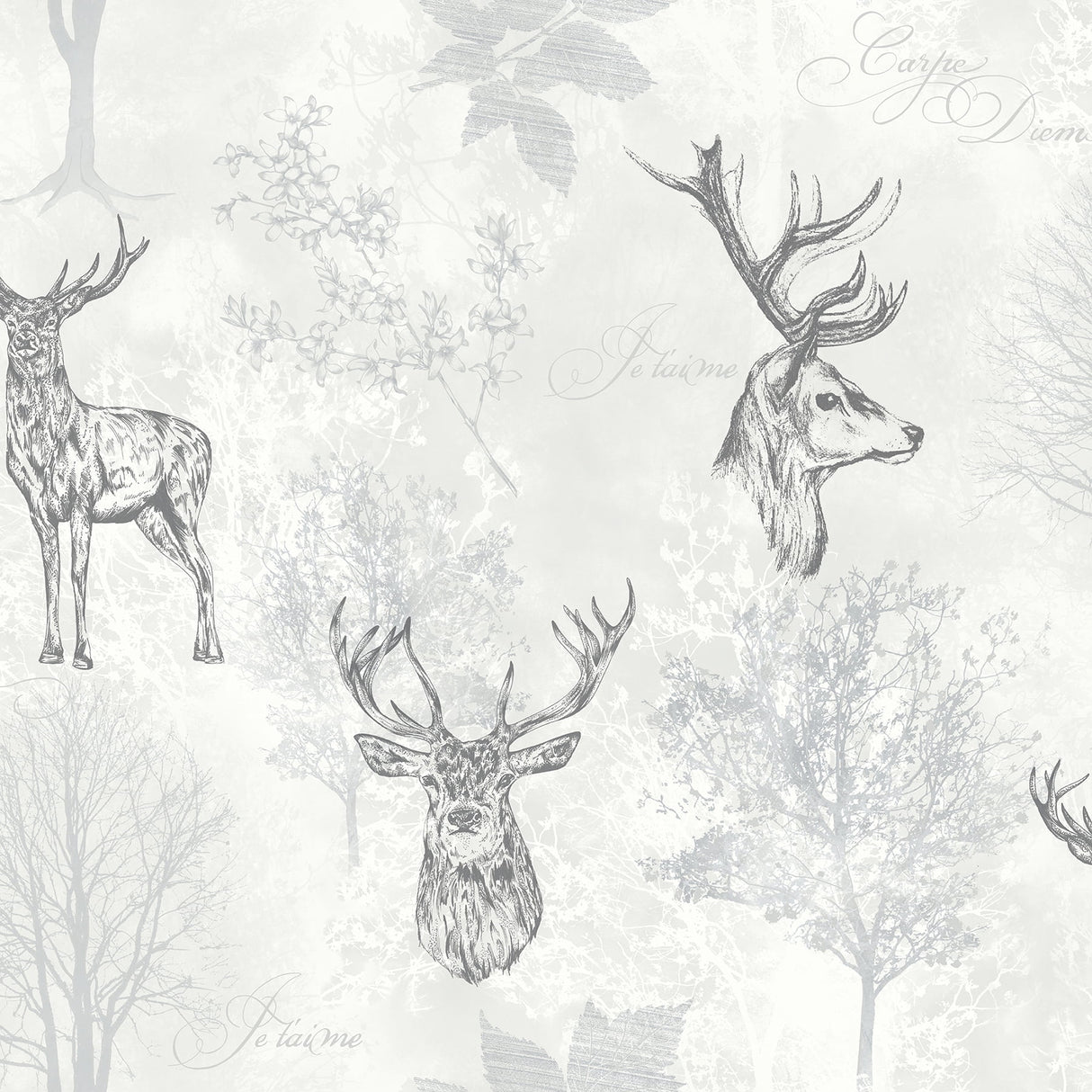 Gilbert Black Etched Stag Wallpaper by Arthouse