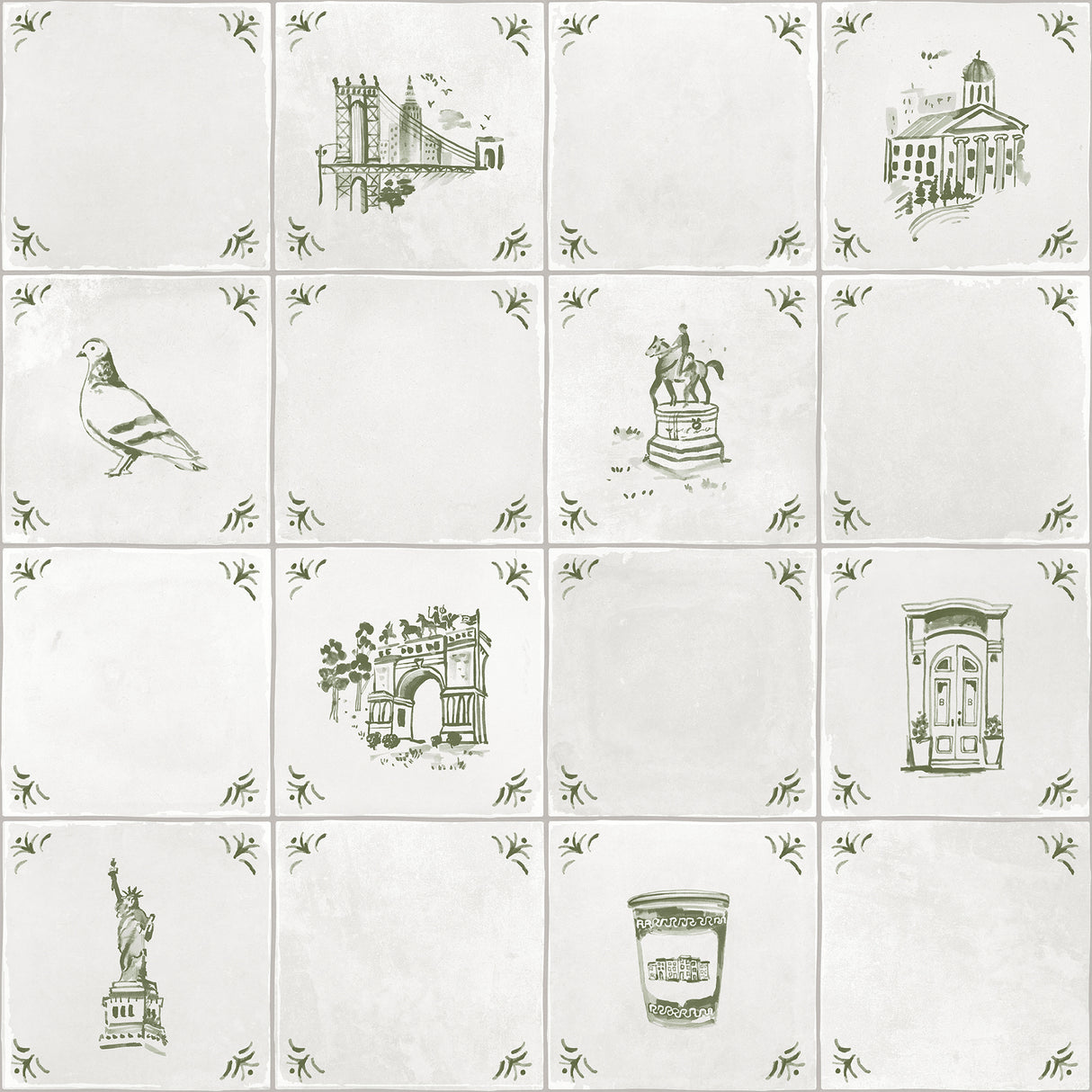 Brooklyn Delft Ivy Peel and Stick Wallpaper by NuWallpaper x Brownstone Boys - BBS6548
