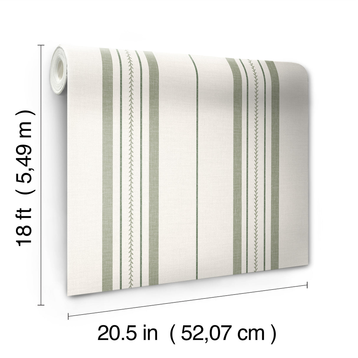 Townhouse Stripe Ivy by Brownstone Boys x WallPops NuWallpaper Traditional Linen Texture Vertical Stripe Peel and Stick Wallpaper - BBS6552