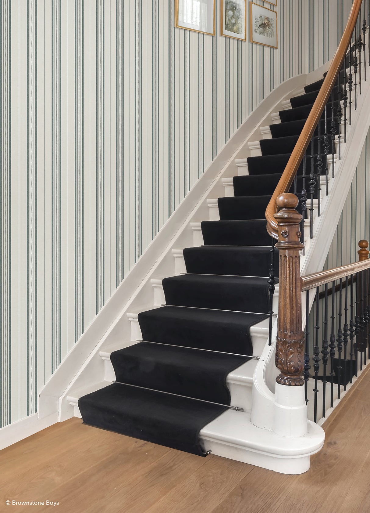 Townhouse Stripe Dusk by NuWallpaper x Brownstone Boys Traditional Linen-Look Geometric Peel and Stick Stripe Wallpaper - BBS6554