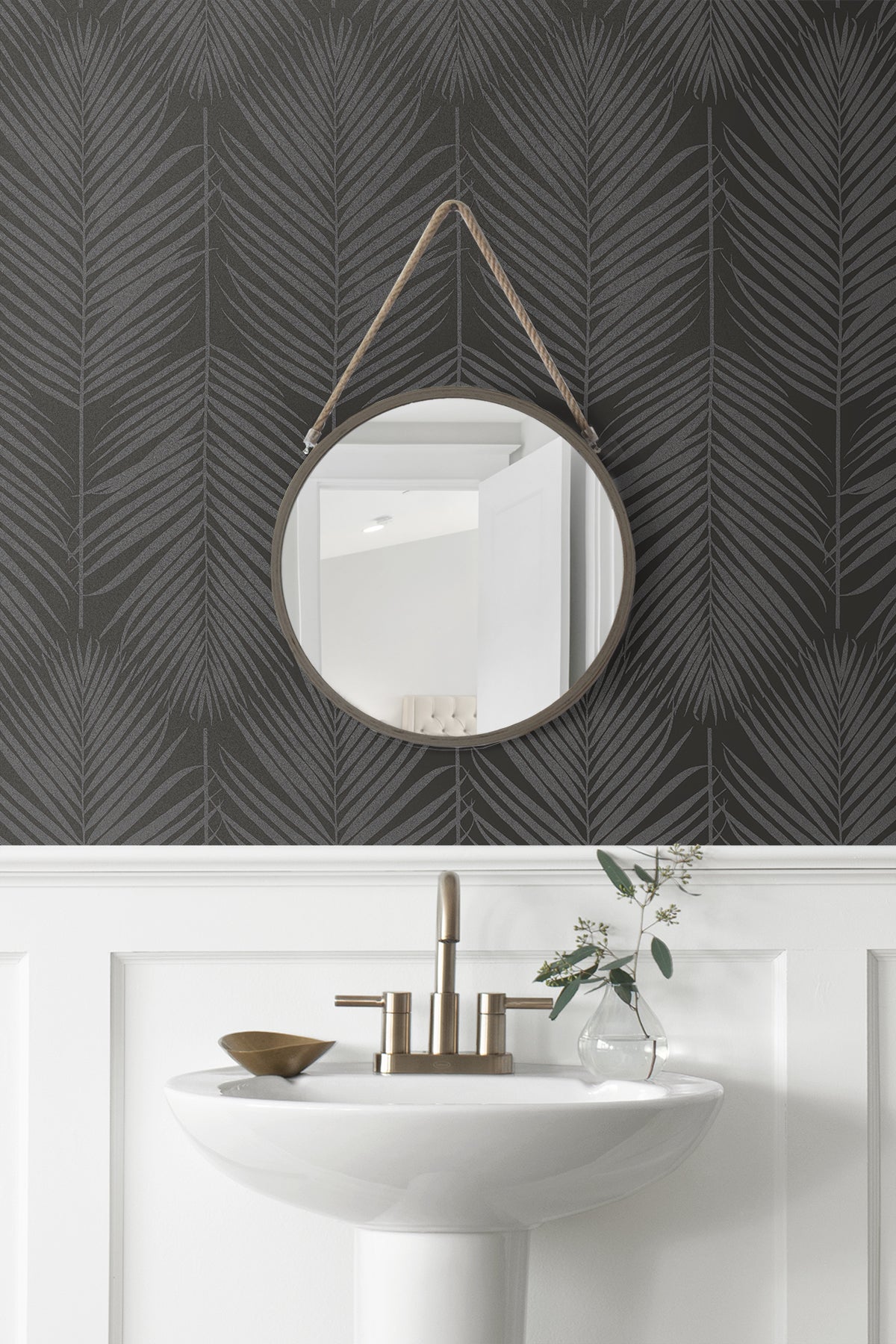 Persei Palm Midnight Galaxy by Etten Beaded Botanical Palm Wallpaper – Seabrook Designs BD50020