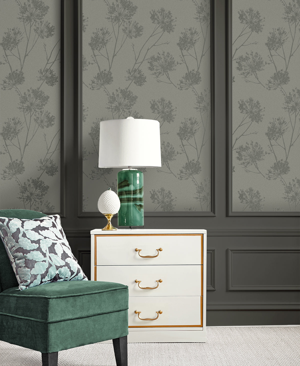 Wild Grass Zinc by Etten Beaded Botanical Wallpaper – Seabrook Designs BD50205