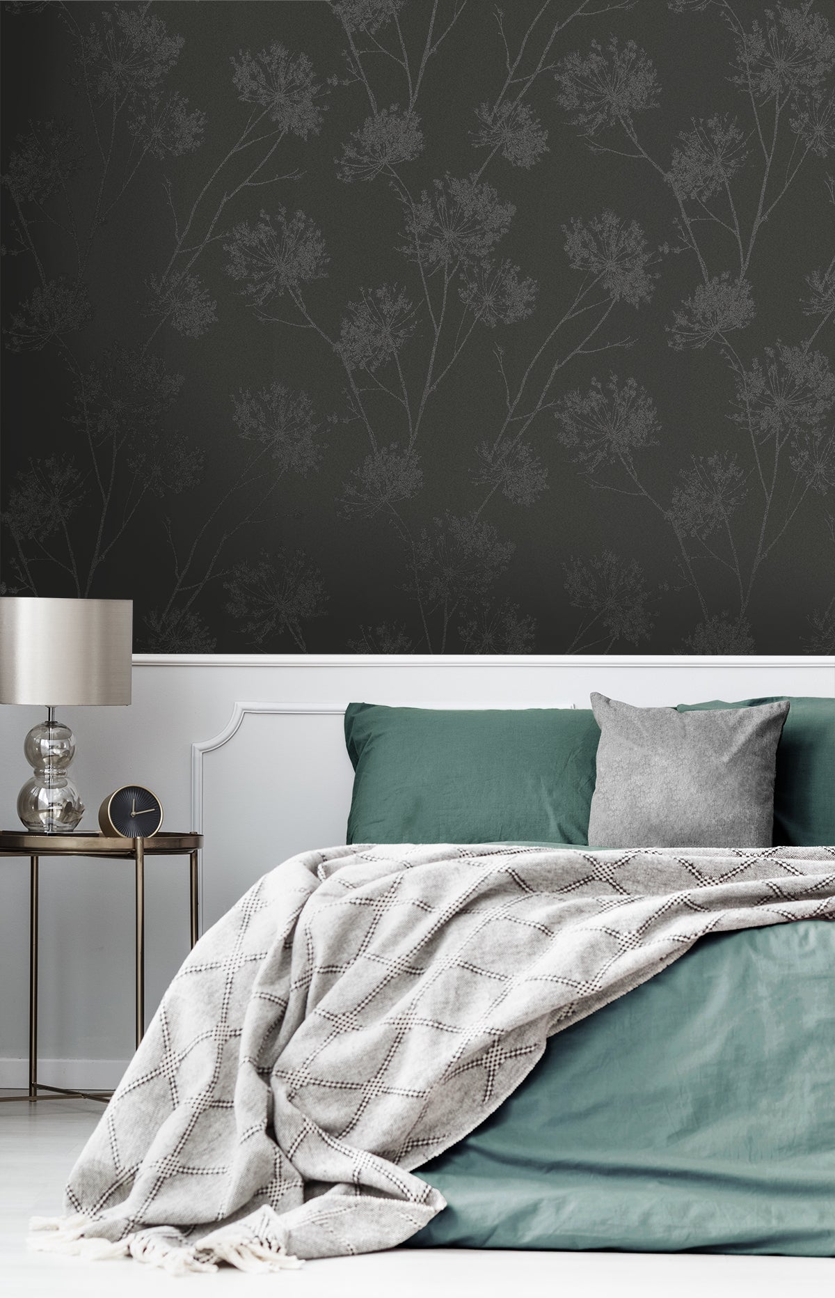 Wild Grass Midnight Galaxy by Etten Beaded Botanical Wallpaper – Seabrook Designs BD50220