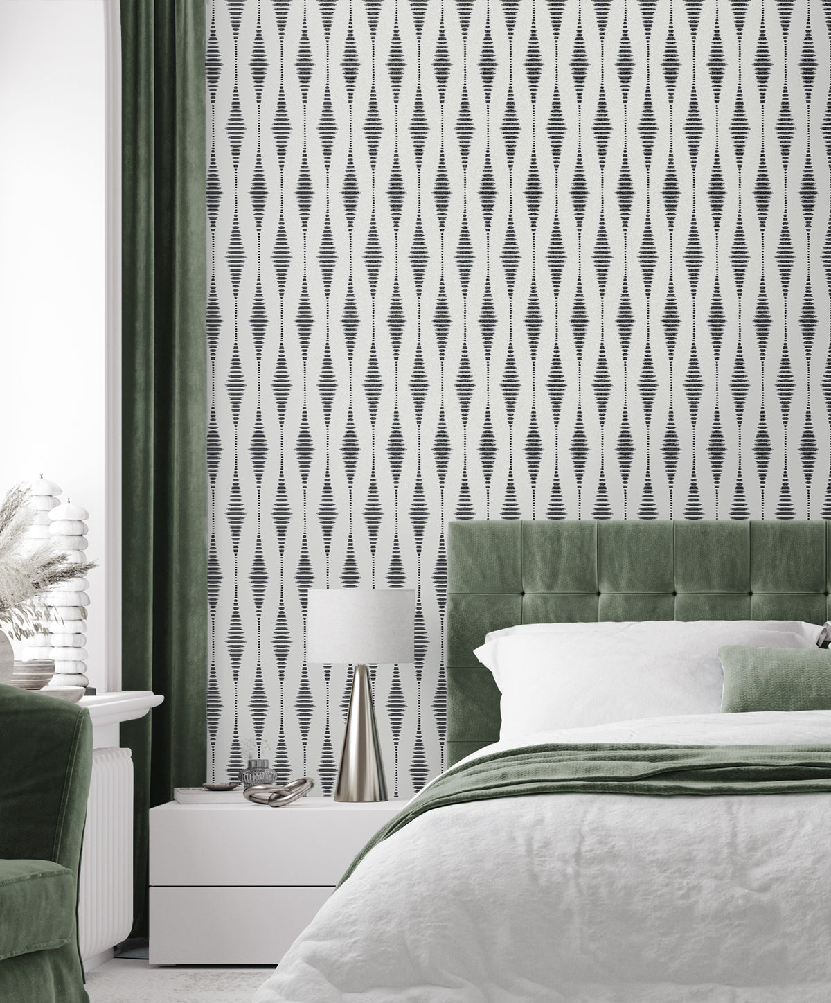 Diamond Stripe Nickel & Galaxy by Etten Beaded Geometric Wallpaper – Seabrook Designs BD50605