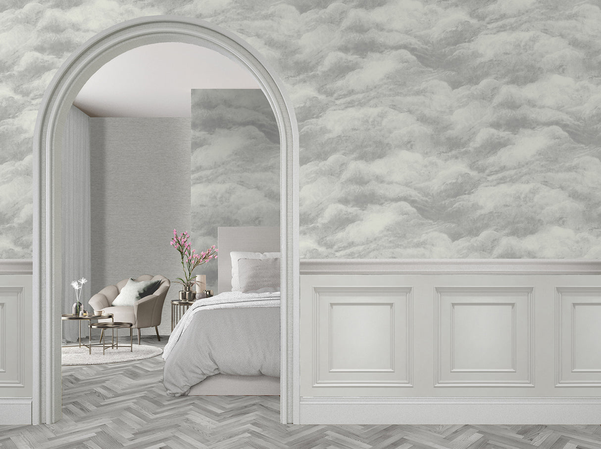 Nimbostratus Pewter by Belgravia Decor Cloud Wallpaper – Brewster Home Fashions BG5705