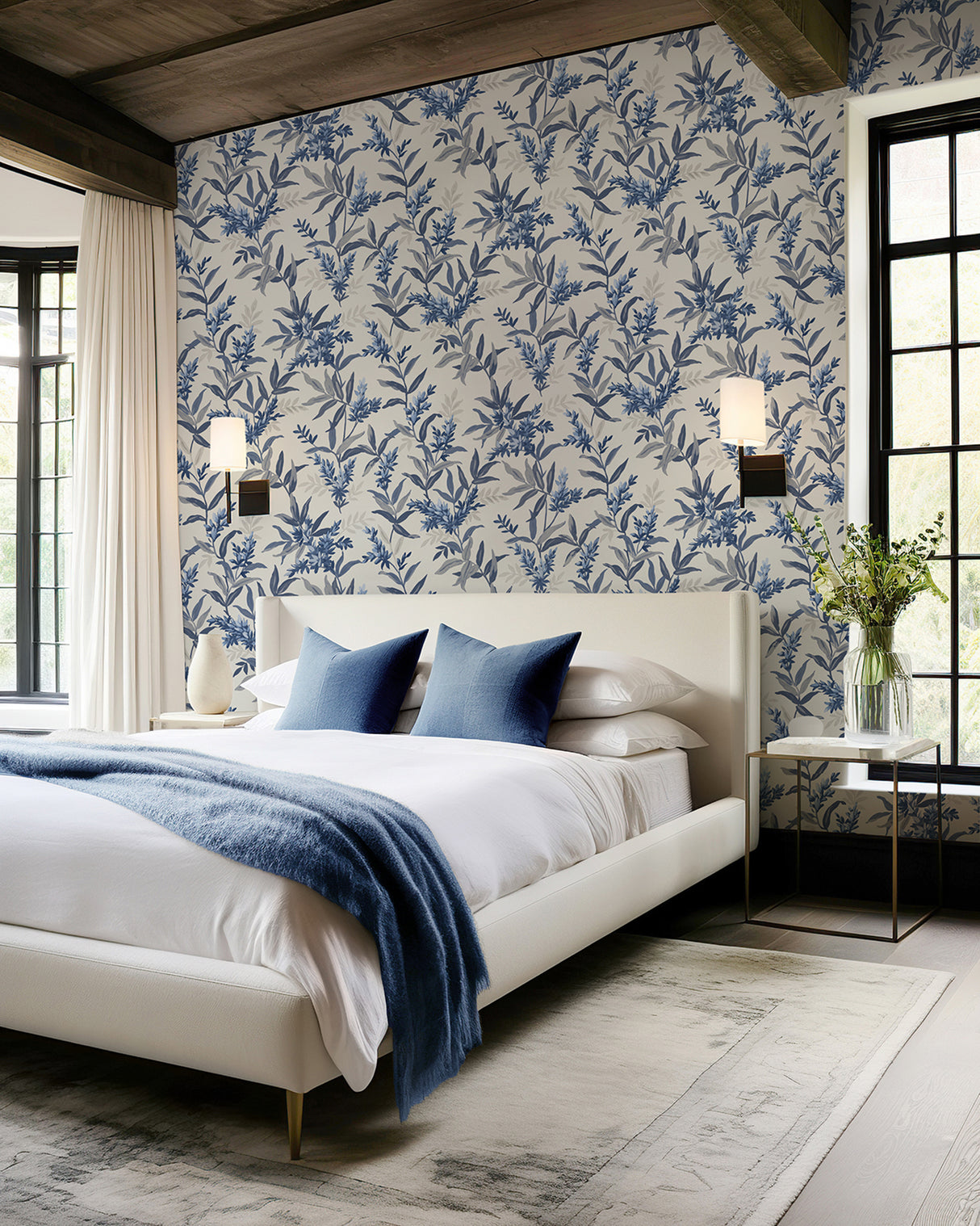 Olivia Blue by Belgravia Decor Floral Wallpaper – Brewster Home Fashions BG5905
