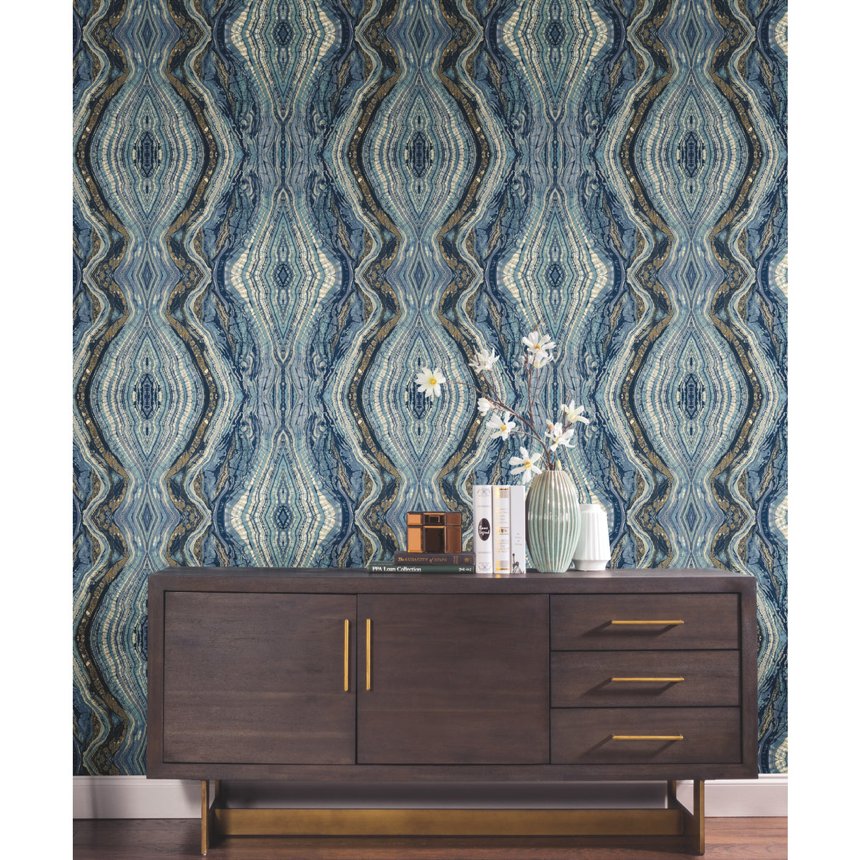 Kaleidoscope Blue by York Wallcoverings Abstract Wallpaper – York Wallcoverings BH8398