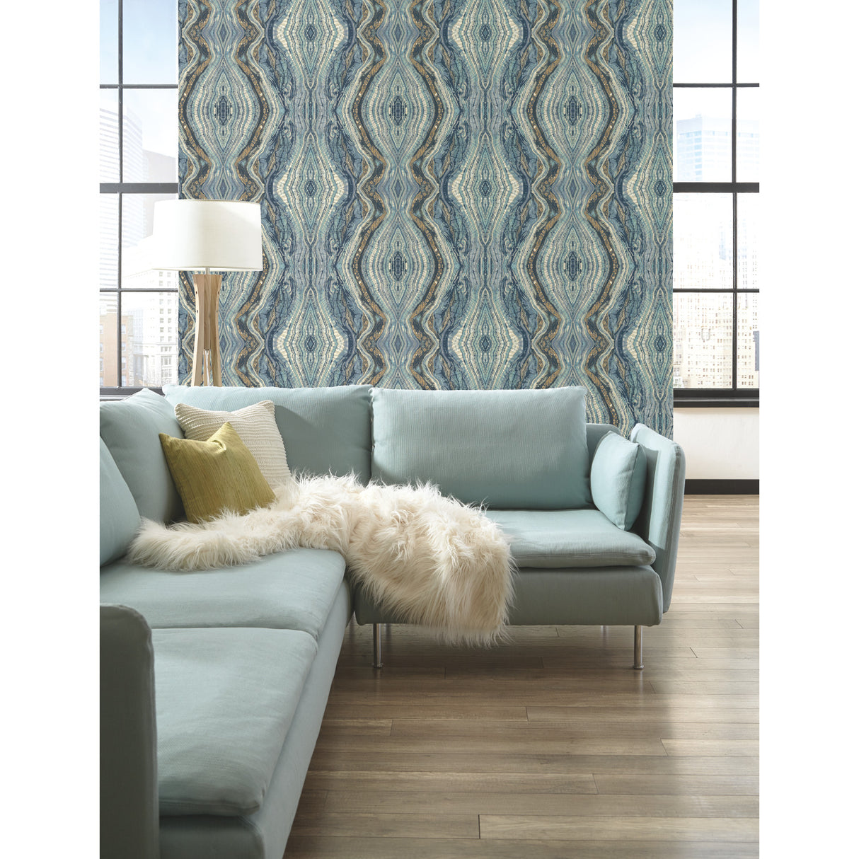 Kaleidoscope Blue by York Wallcoverings Abstract Wallpaper – York Wallcoverings BH8398