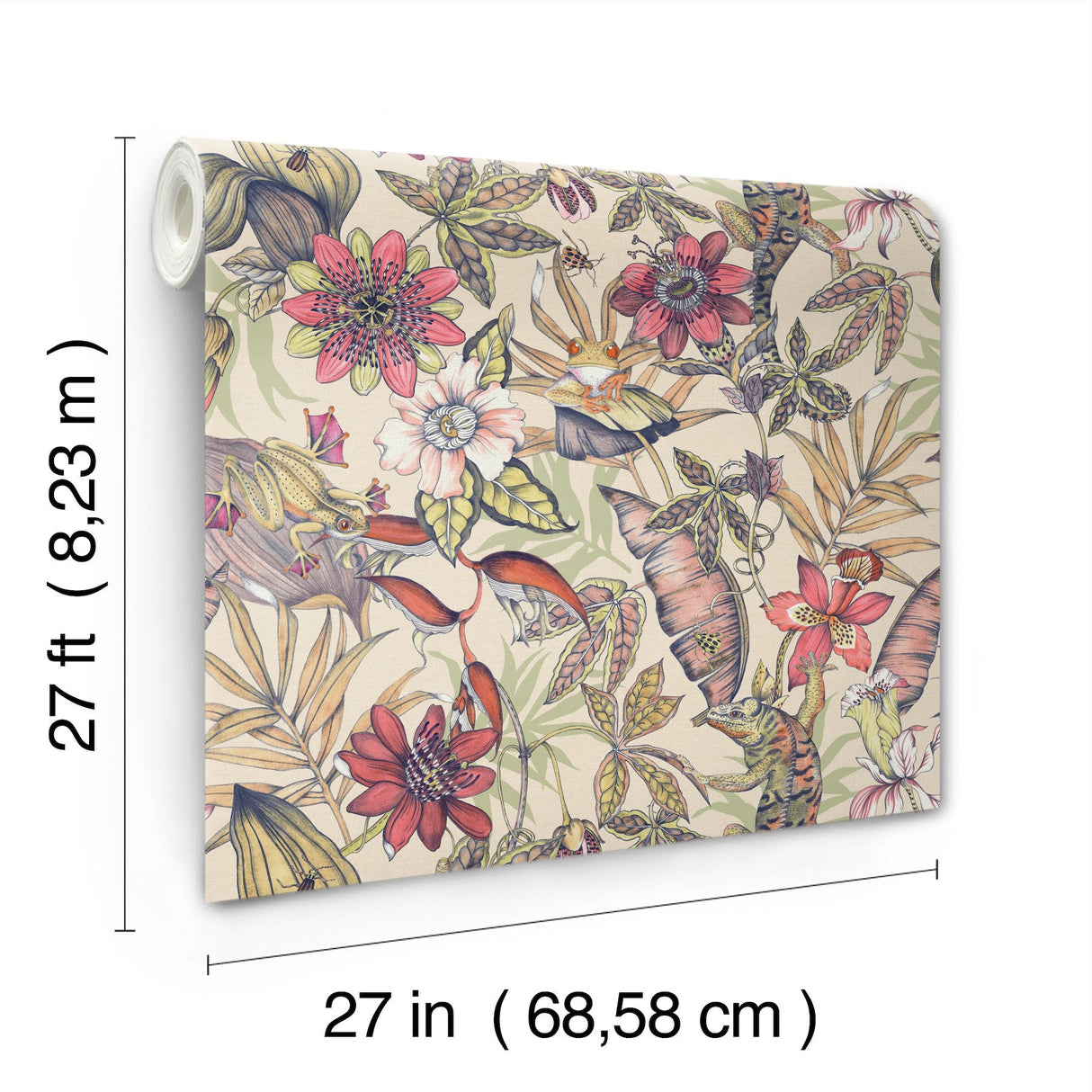 Rainforest Cream Wallpaper with Tropical Animals and Botanical Motif - York BL1704