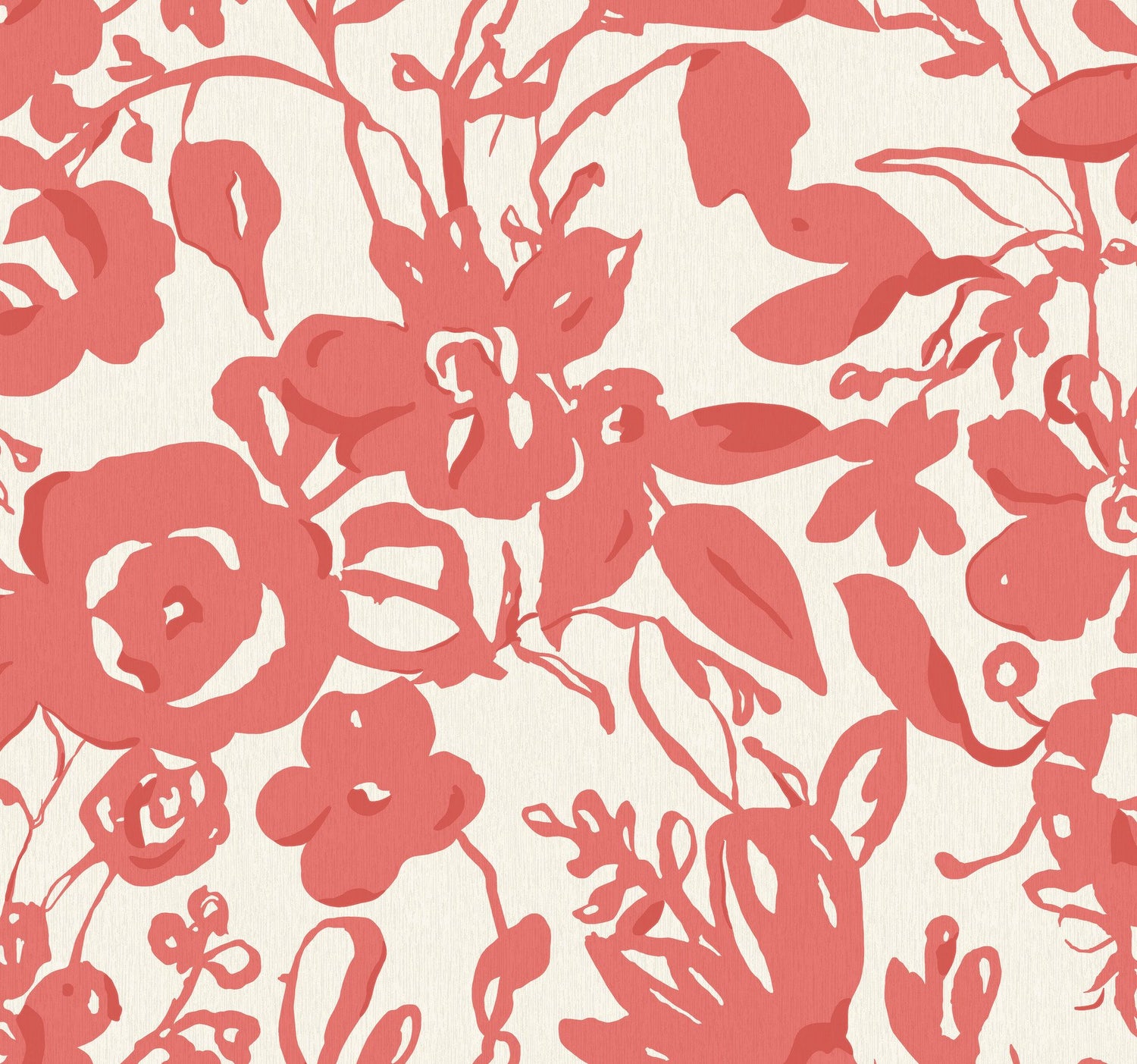 Brushstroke Floral Coral Non Woven Wallpaper with Bohemian Painterly Floral - York BL1731
