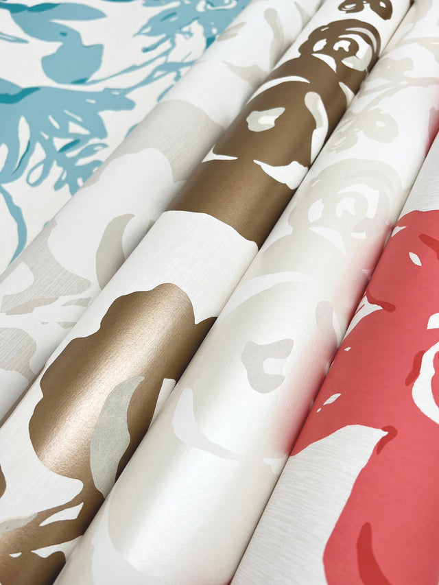 Brushstroke Floral Coral Non Woven Wallpaper with Bohemian Painterly Floral - York BL1731