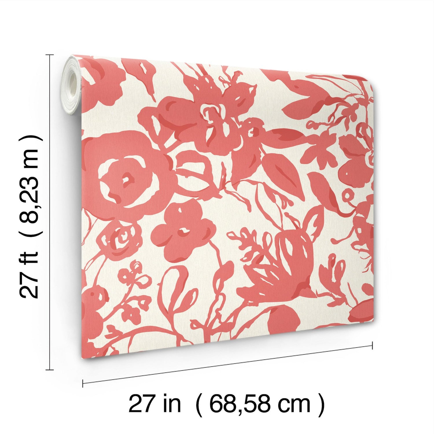 Brushstroke Floral Coral Non Woven Wallpaper with Bohemian Painterly Floral - York BL1731