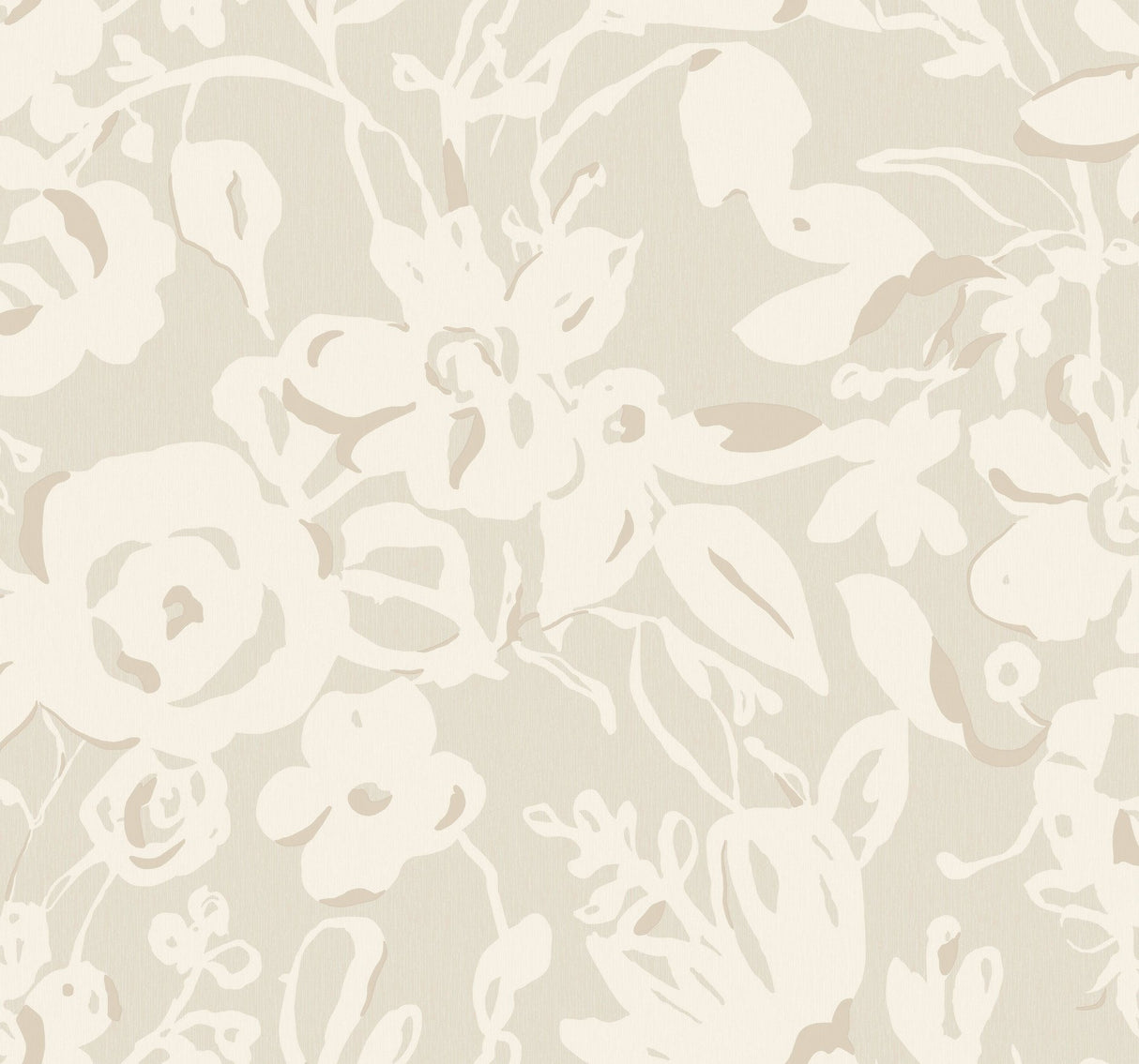 Brushstroke Floral Taupe Wallpaper with Bohemian Matte Abstract Floral Pattern - York BL1735