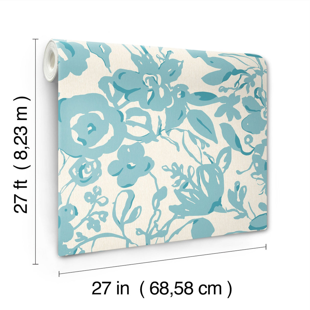 Brushstroke Floral Aqua Wallpaper with Bohemian Abstract Floral Pattern - York BL1736