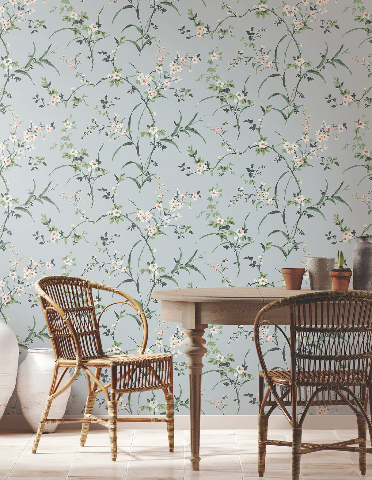 Blossom Branches Light Grey Wallpaper with Floral Branch Pattern - York BL1743