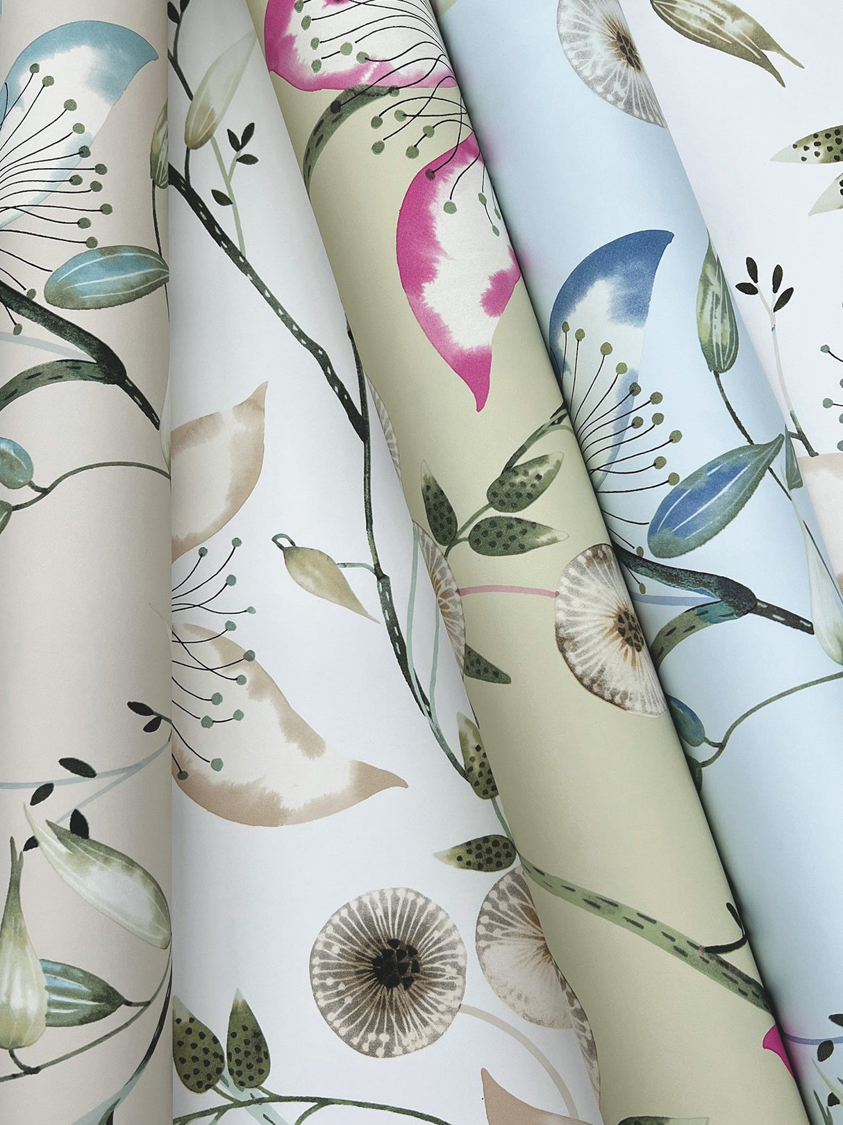 Dream Blossom Taupe & Aqua Floral Non Woven Wallpaper - York BL1794