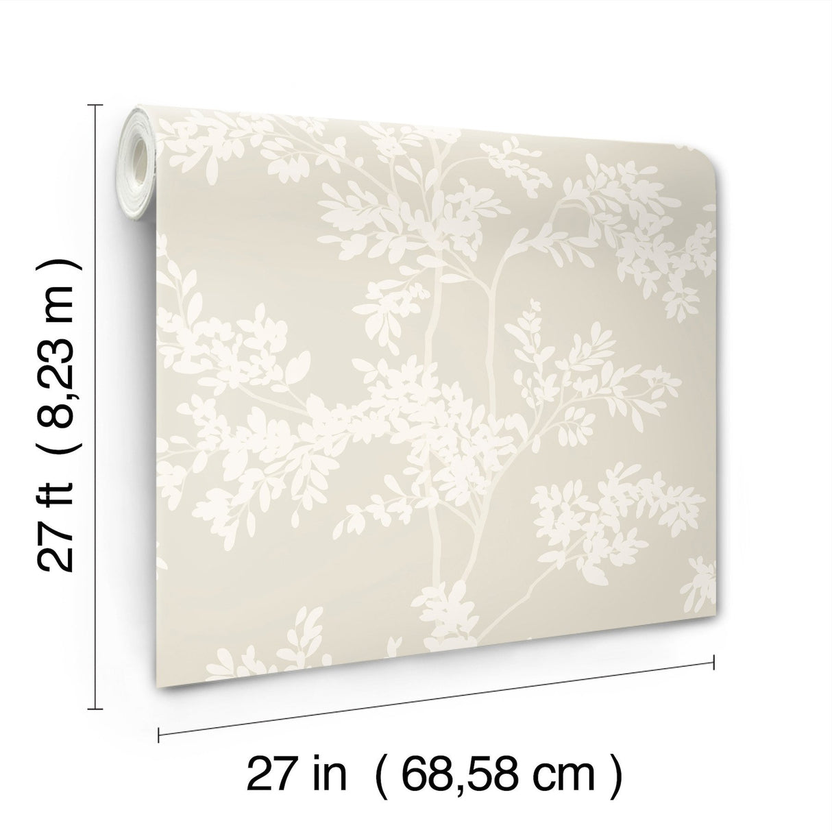 Lunaria Silhouette Light Taupe & White Botanical Wallpaper - York BL1805