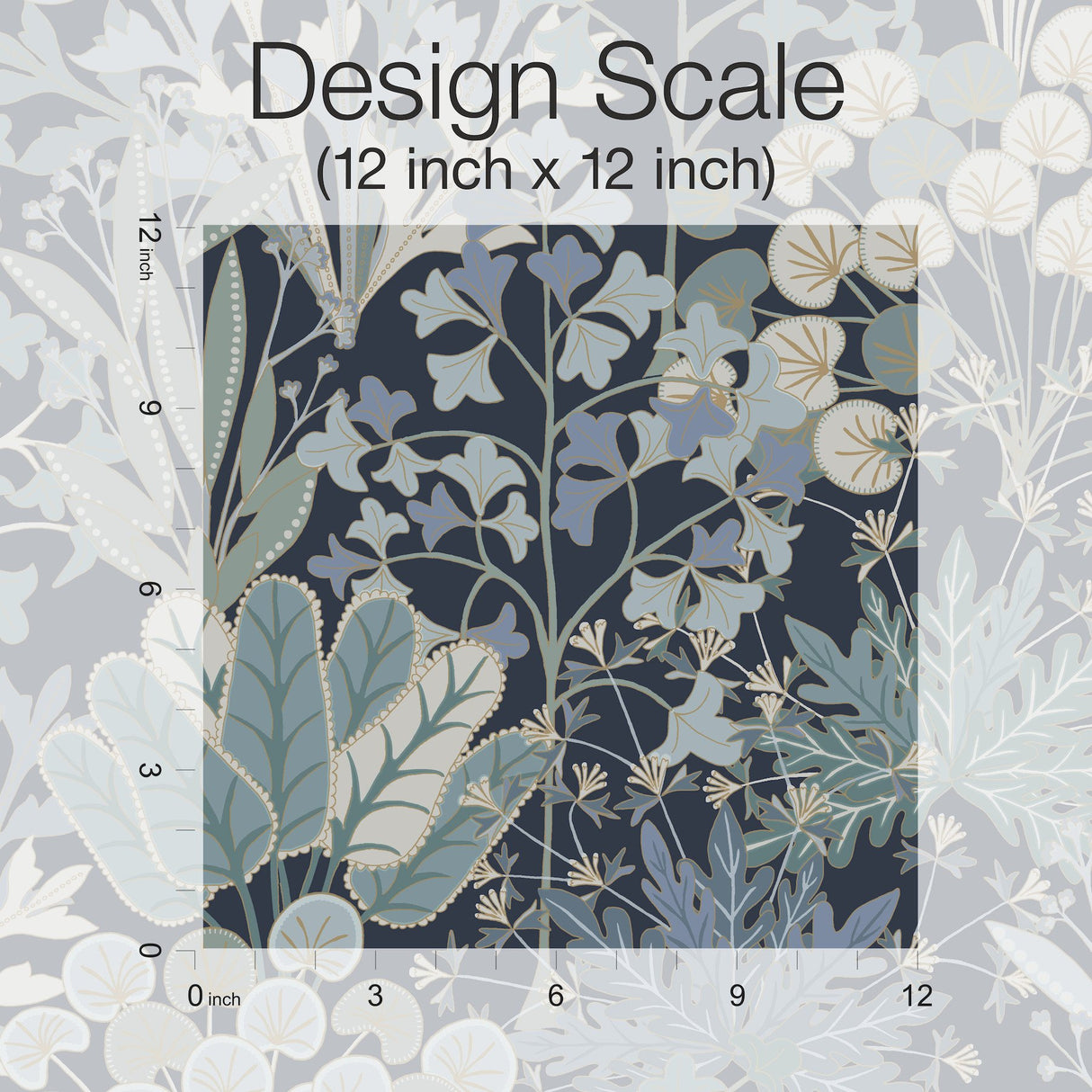 Forest Floor Navy Botanical Non Woven Wallpaper - York BL1812