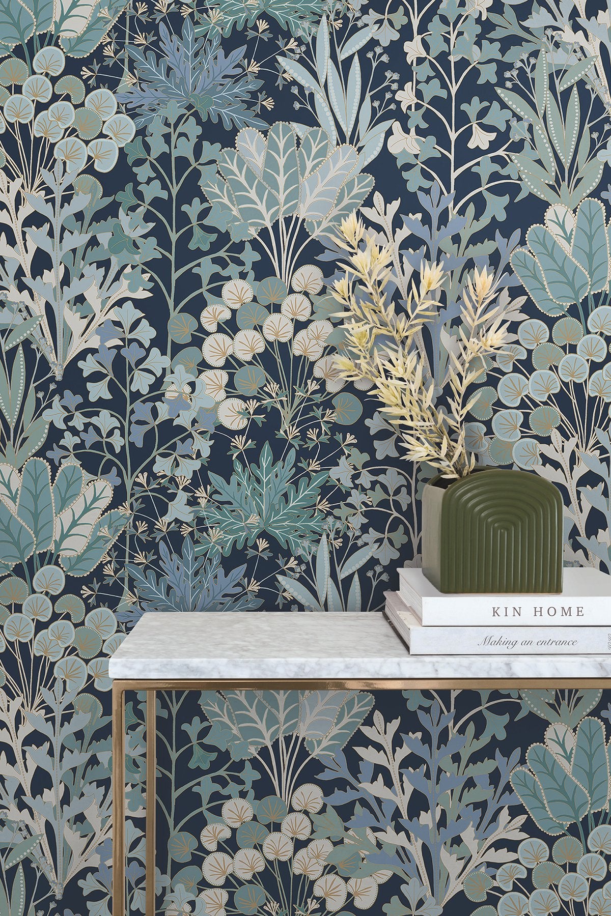 Forest Floor Navy Botanical Non Woven Wallpaper - York BL1812