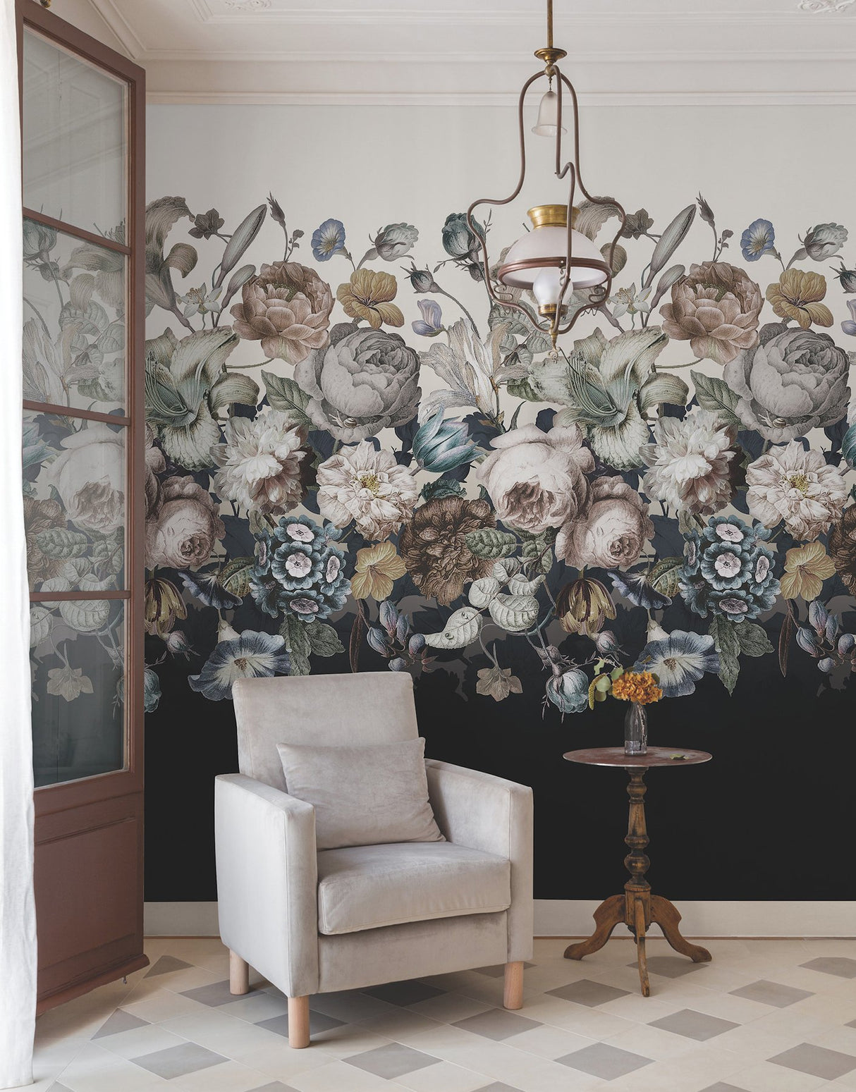 Rachel Rose White Floral Non Woven Wall Mural - York BL1822M
