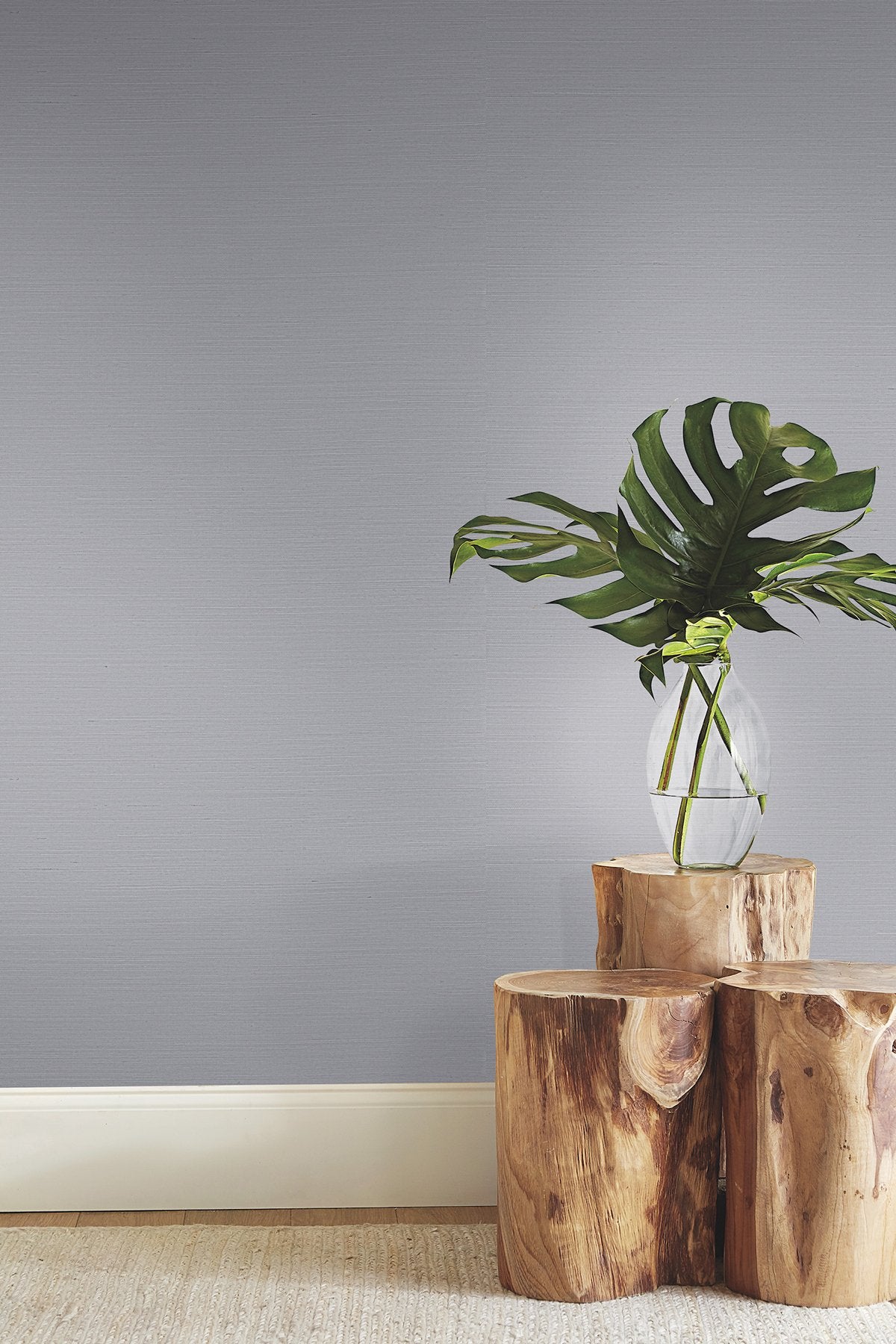 Makasa Sisal Grey Grasscloth Wallpaper with Natural Woven Texture - York BL1826