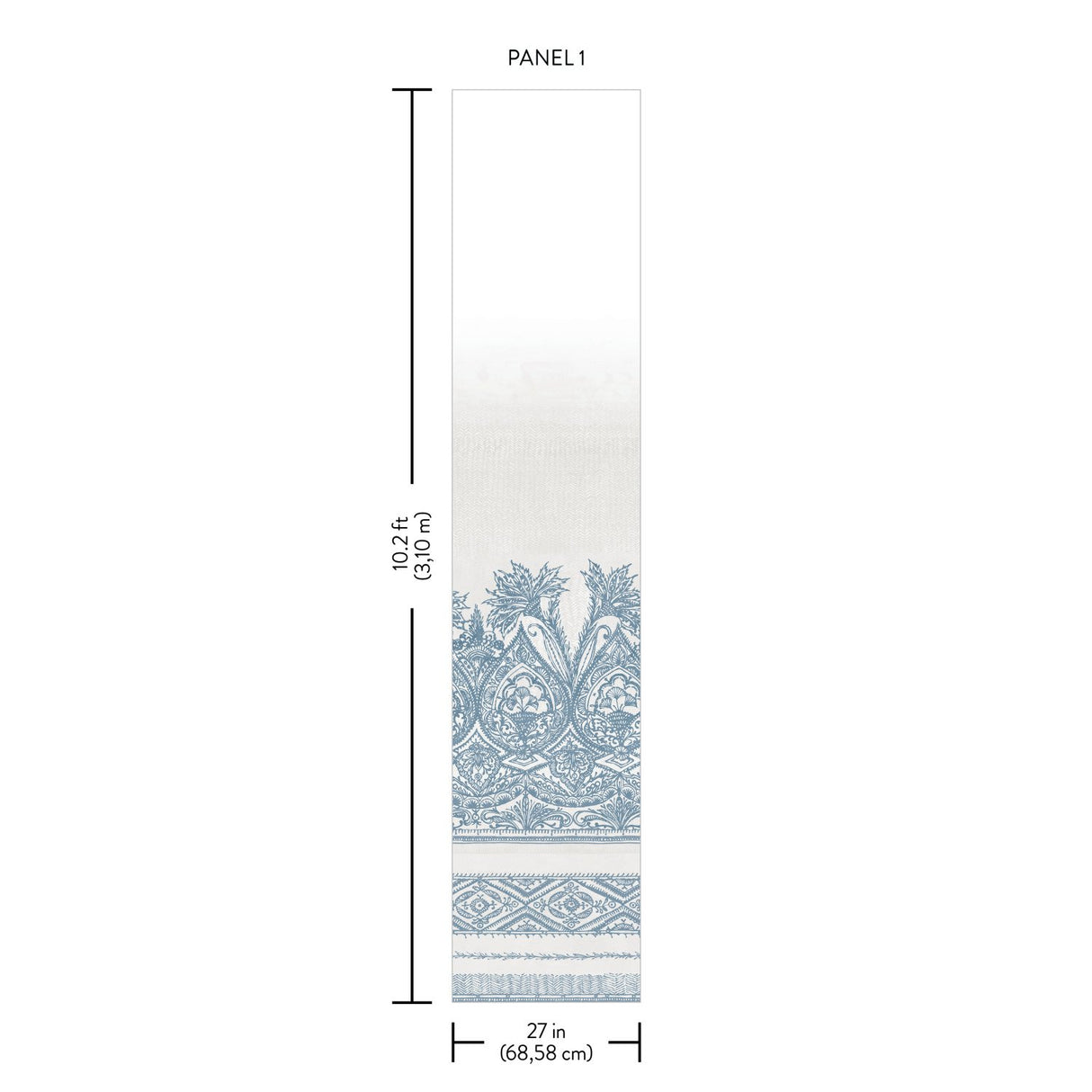 Henna Blue & White Wall Mural with Bohemian Mehndi Motif - York BO6741M