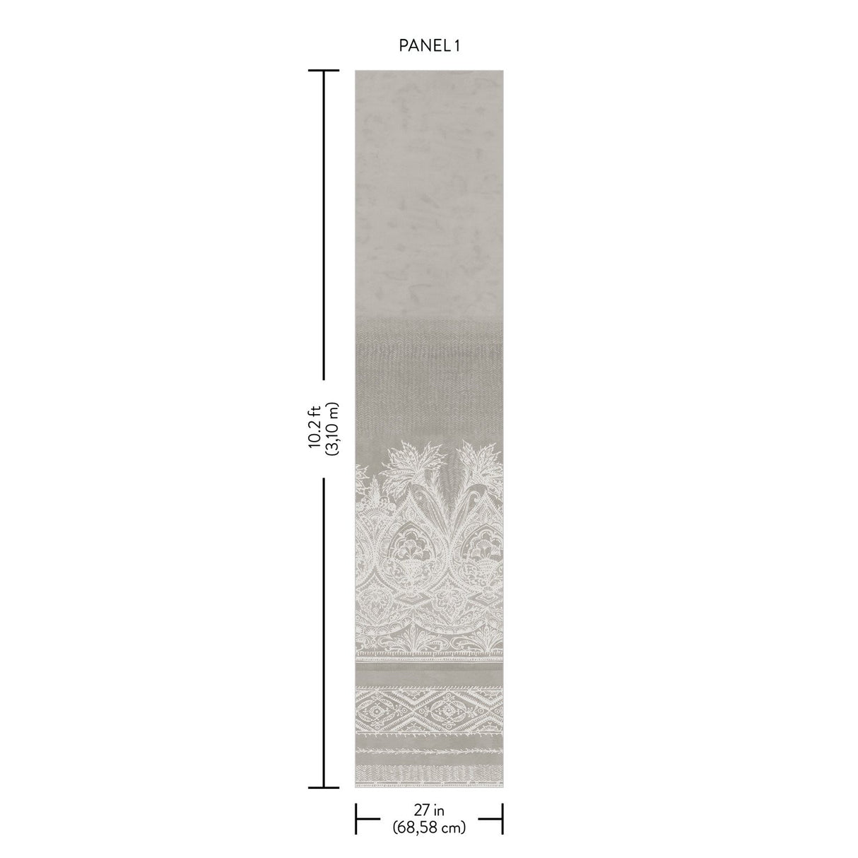 Henna Grey Wall Mural with Bohemian Mehndi Motif - York BO6742M