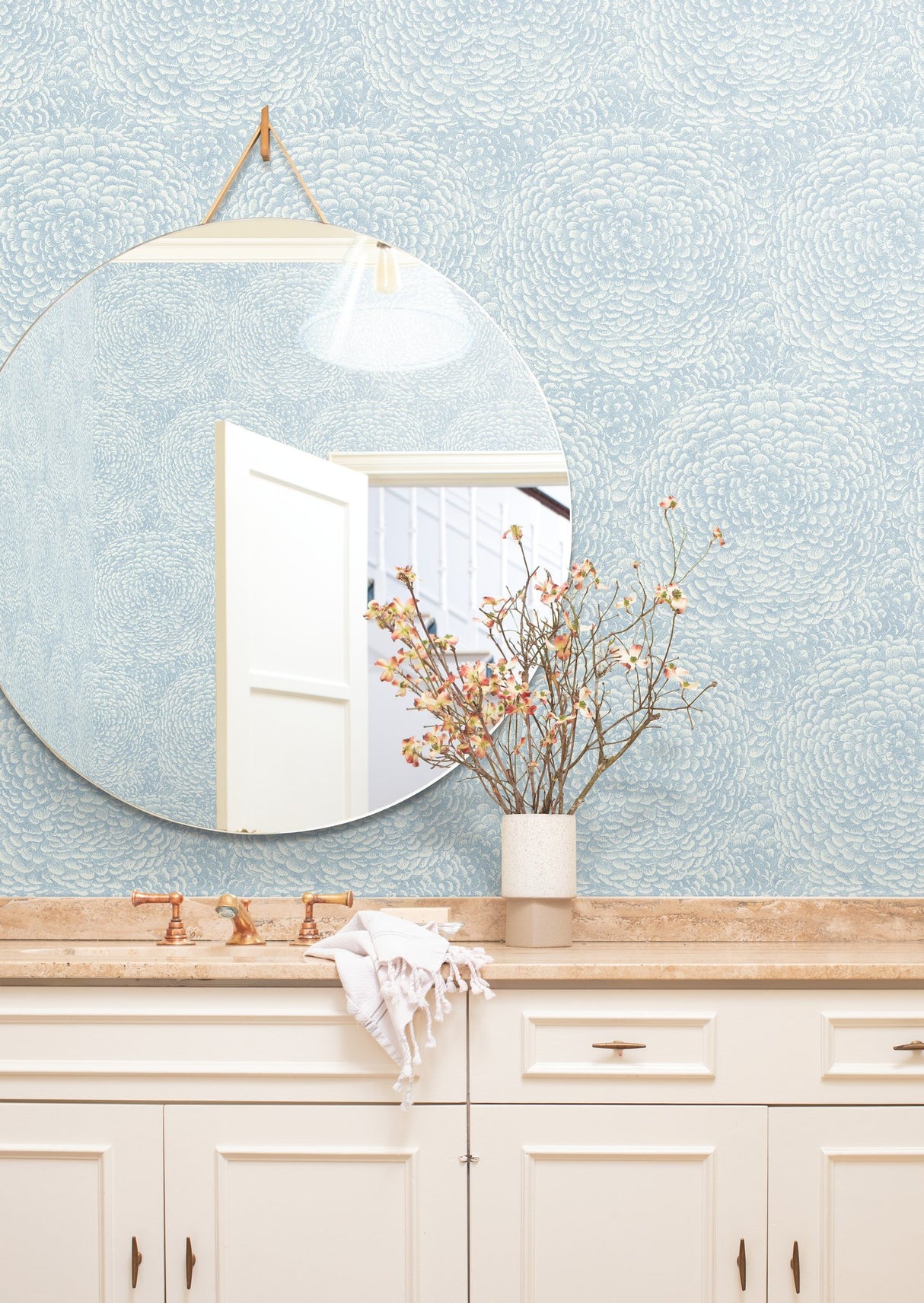 Floret Blue Wallpaper with Bohemian Floral Motif - York BO6754