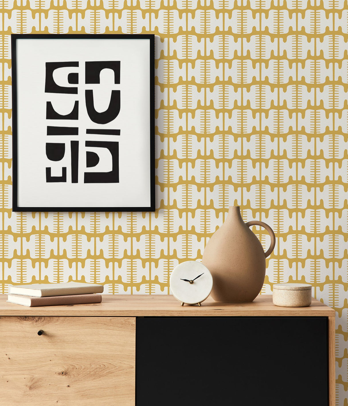 Shift Yellow Peel & Stick Wallpaper with Modern Geometric Pattern - NuWallpaper BPS4053