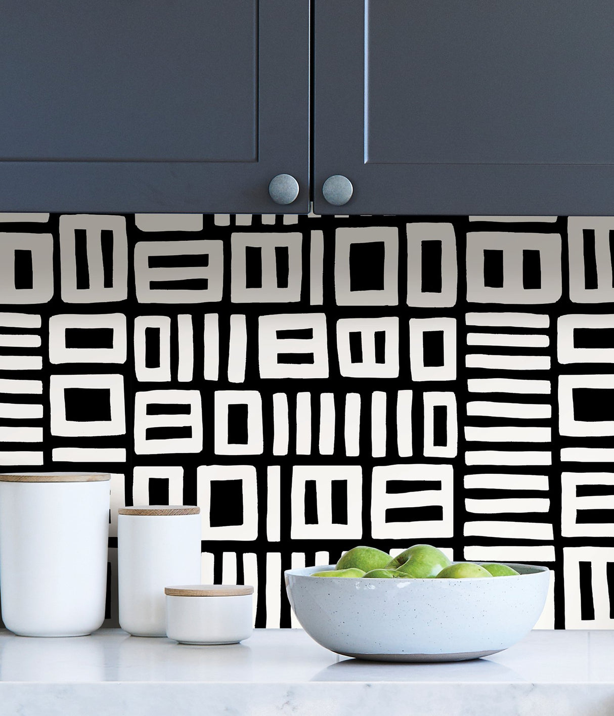 Traverse Black Peel & Stick Wallpaper with Abstract Geometric Pattern - NuWallpaper BPS4058
