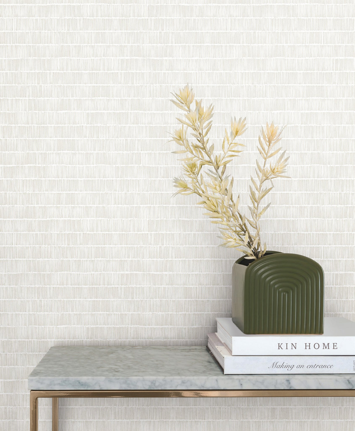 Horizontal Hash Marks White & Cream Wallpaper with Geometric Hashmark Pattern, Sure Strip Prepasted - York BW3812