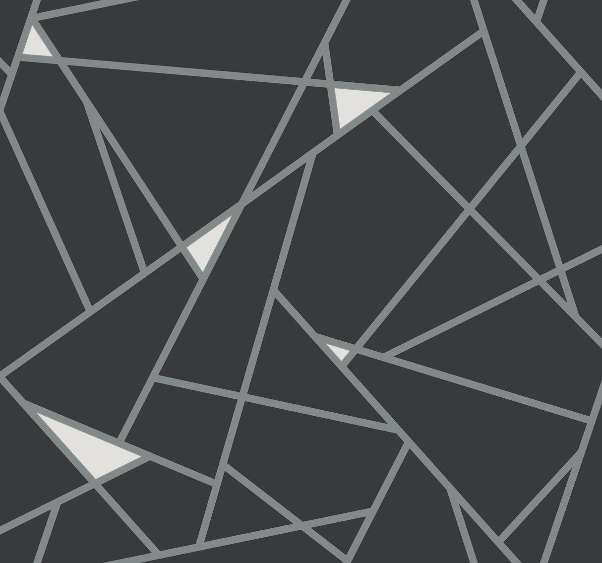 Prismatic Black & Silver Geometric Wallpaper with Metallic Prism Motif - York BW3985