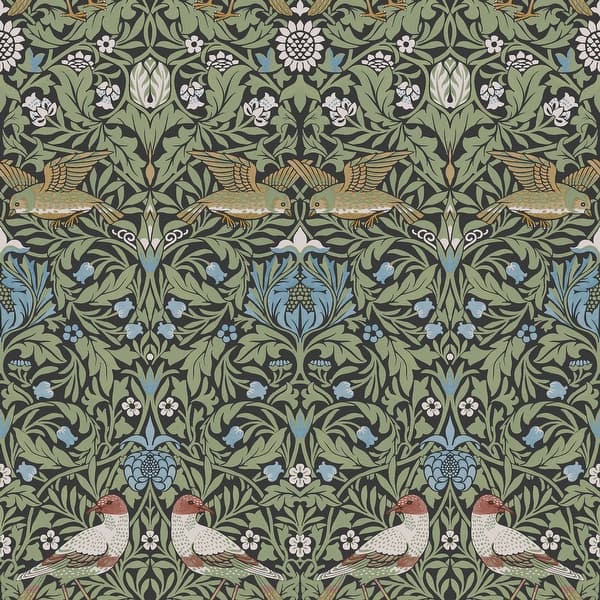 Bird Multicolor by A-Street Prints Floral Thicket Wallpaper – Brewster Home Fashions 4171-82062