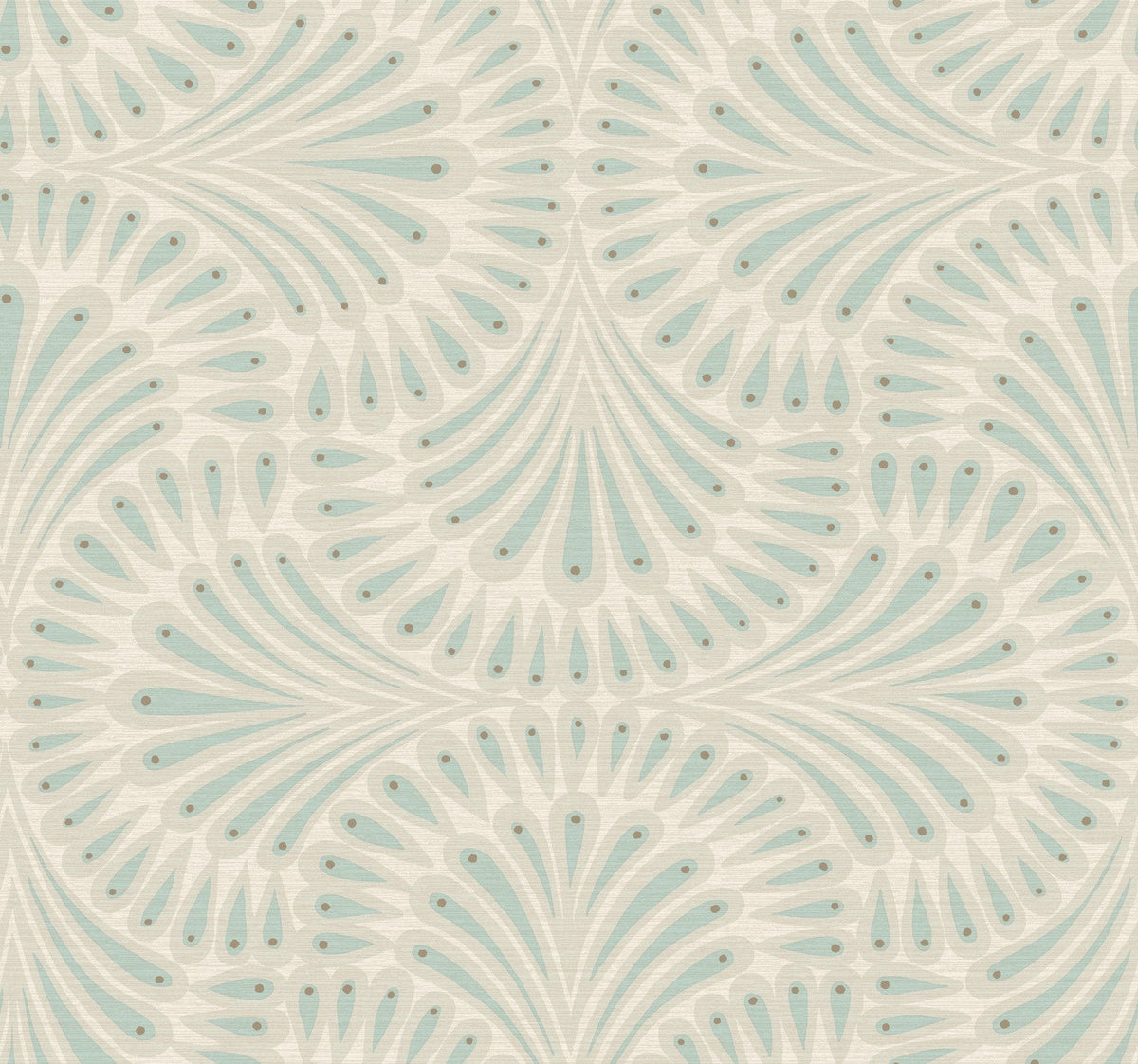 Cabaret Beige Metallic Wallpaper with Art Deco Peacock Fan Motif - York CA1502SAM