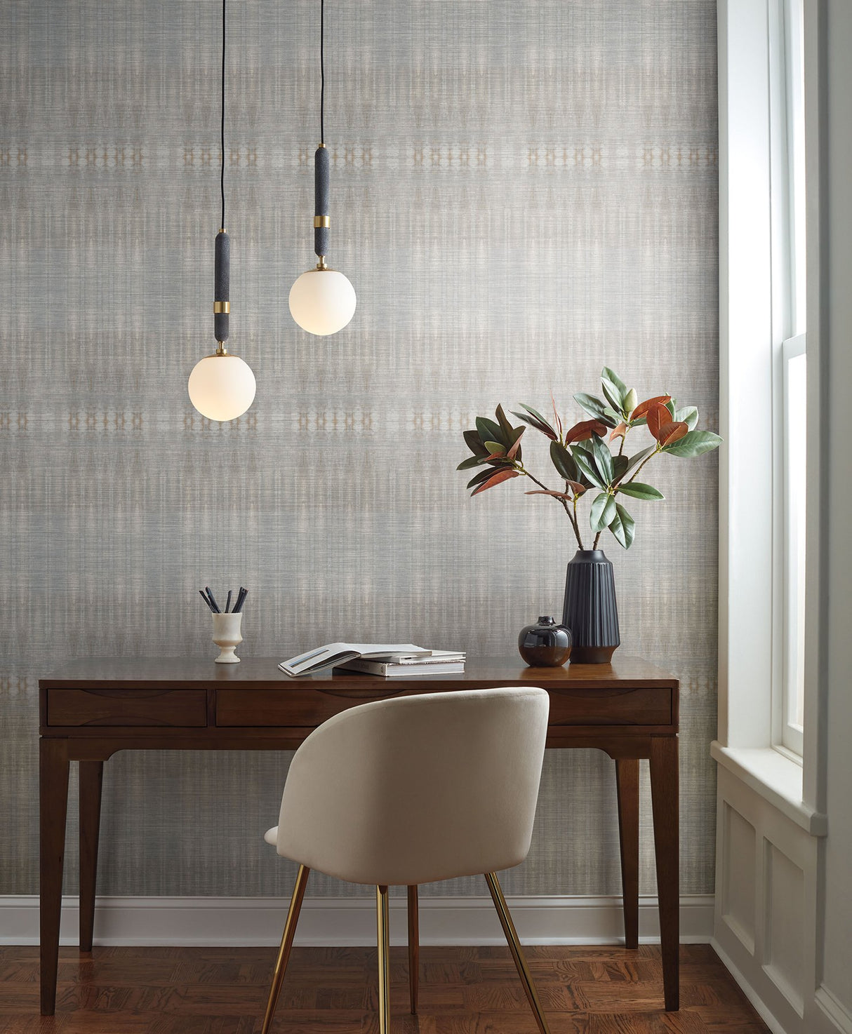 Dune Neutral Sisal Grasscloth Wall Mural with Abstract Bohemian Pattern - York CB1110