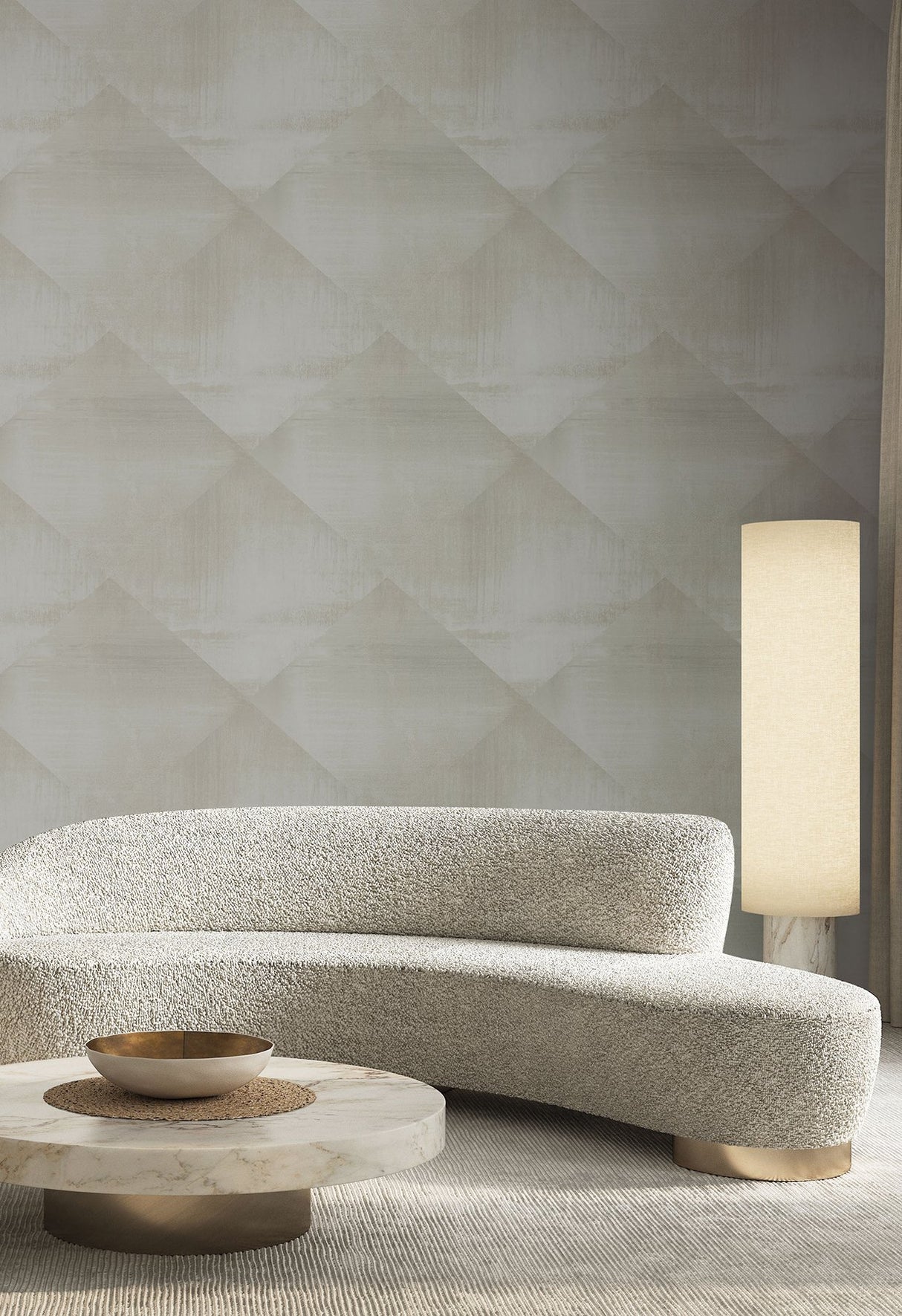 In Clay Charcoal Wallpaper with Geometric Brushstroke Diamond Pattern - York CC1211